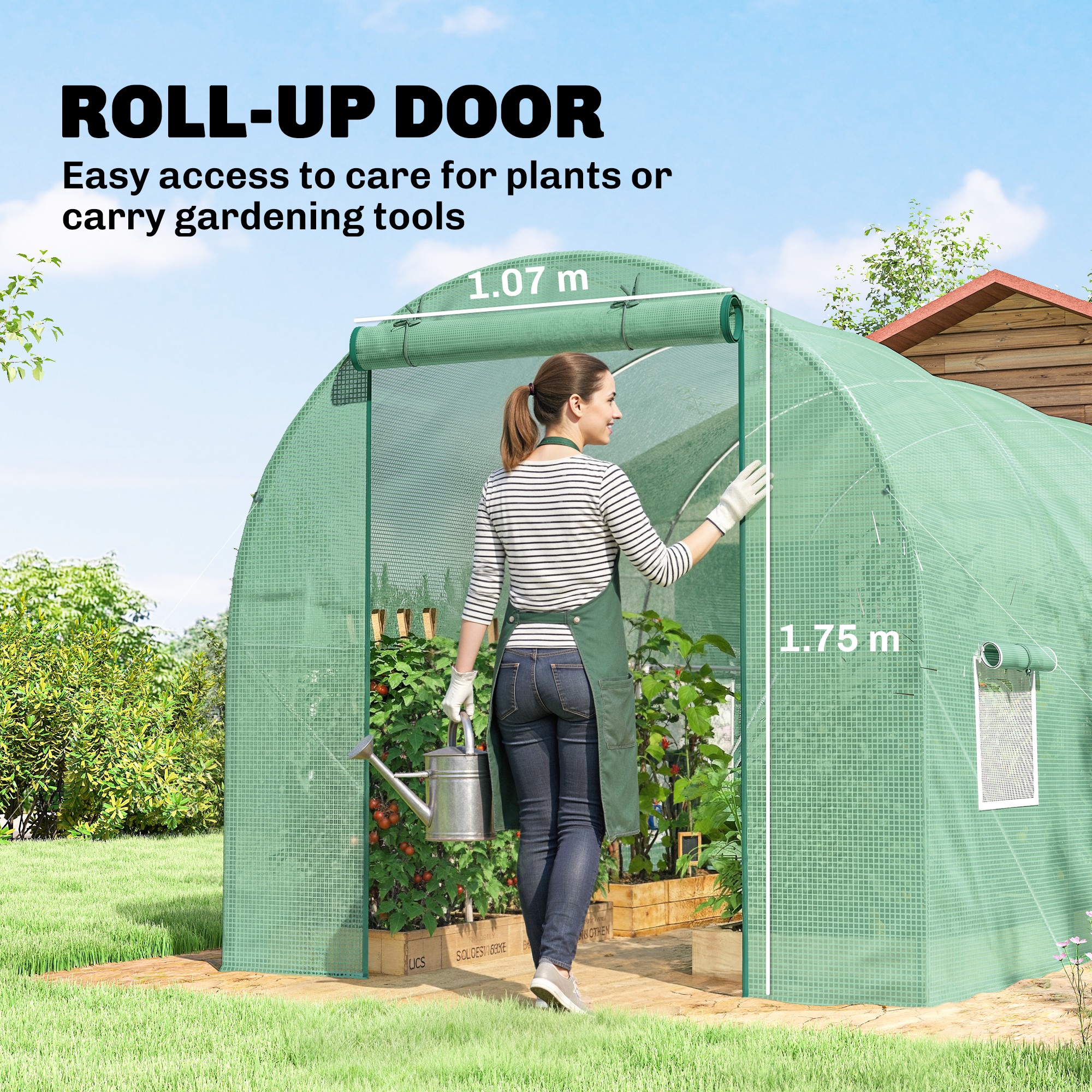 4.5m X 2m X 2m Walk-in Tunnel Greenhouse Garden Plant Growing House With Door — image 2