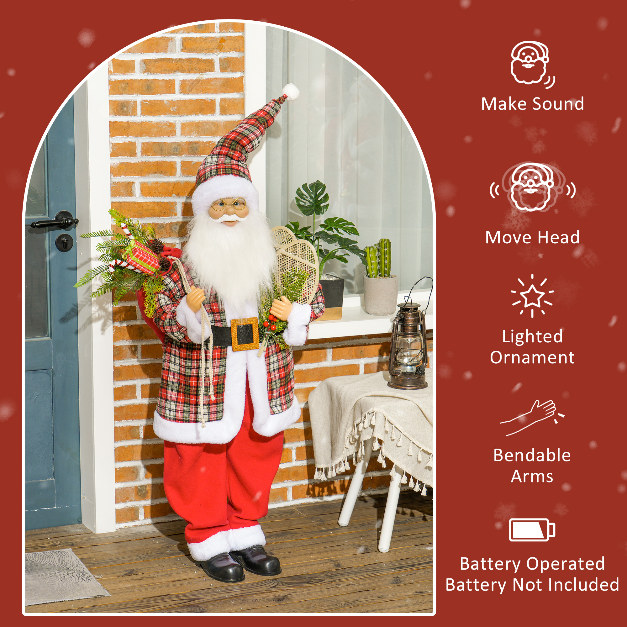 120cm Animated Santa Claus Figure,with Sound
