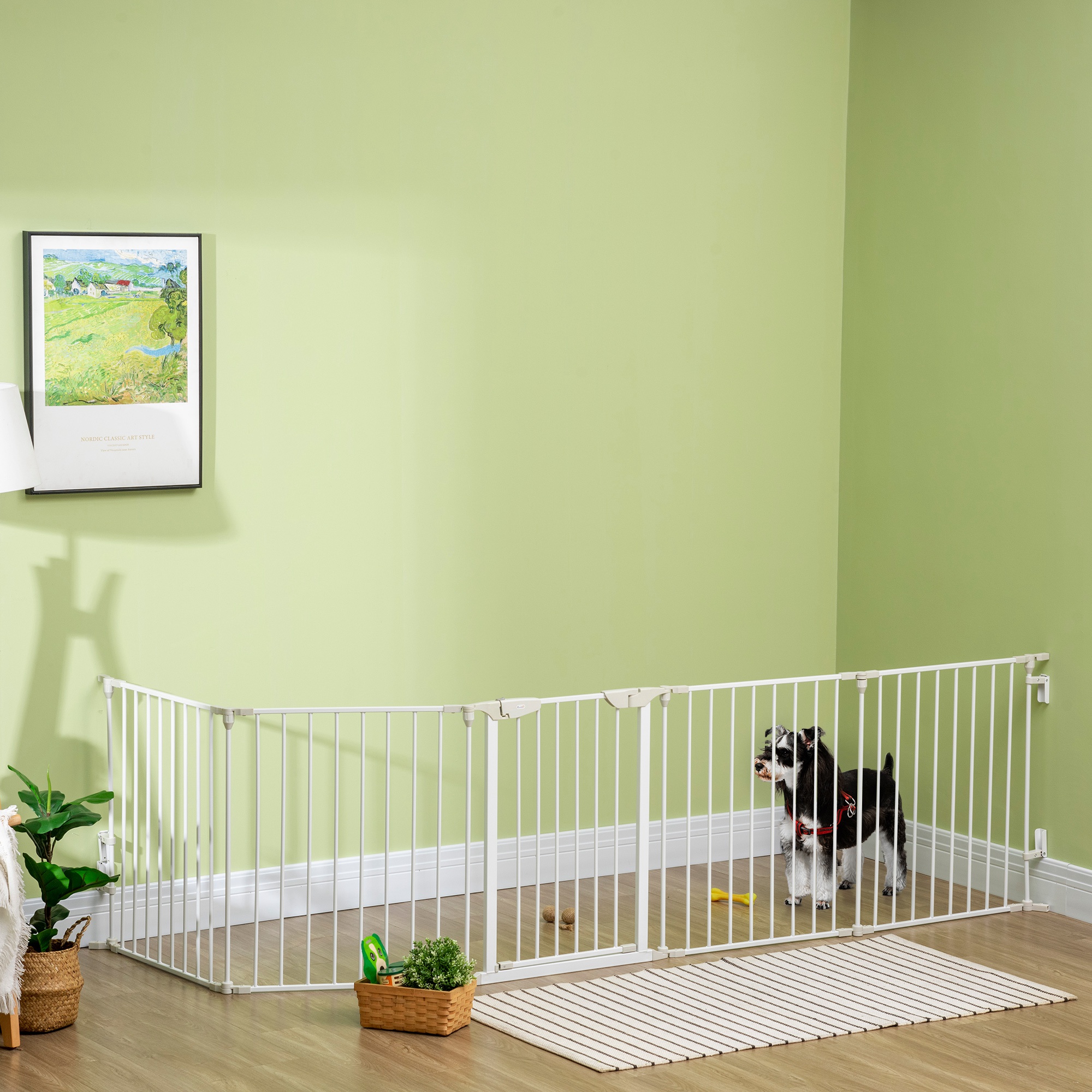 5 Panels Pet Playpen Metal Fence W/ Walk Through Door-White — image 4