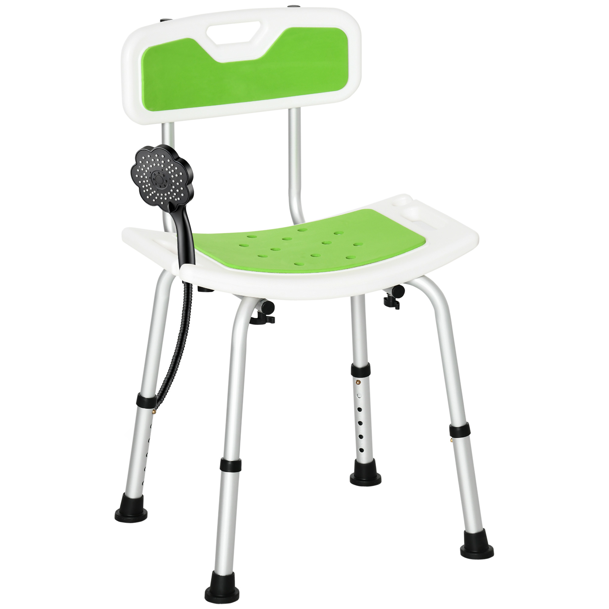 Shower Stool With Backrest,Height Adjustable Chair Anti-slip Foot Pads,Shower — image 5