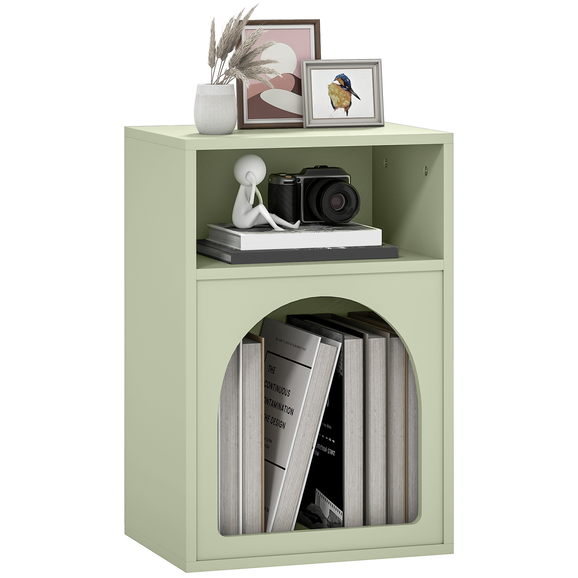 Bedside Table With 2 Open Compartments-Light Green — image 3