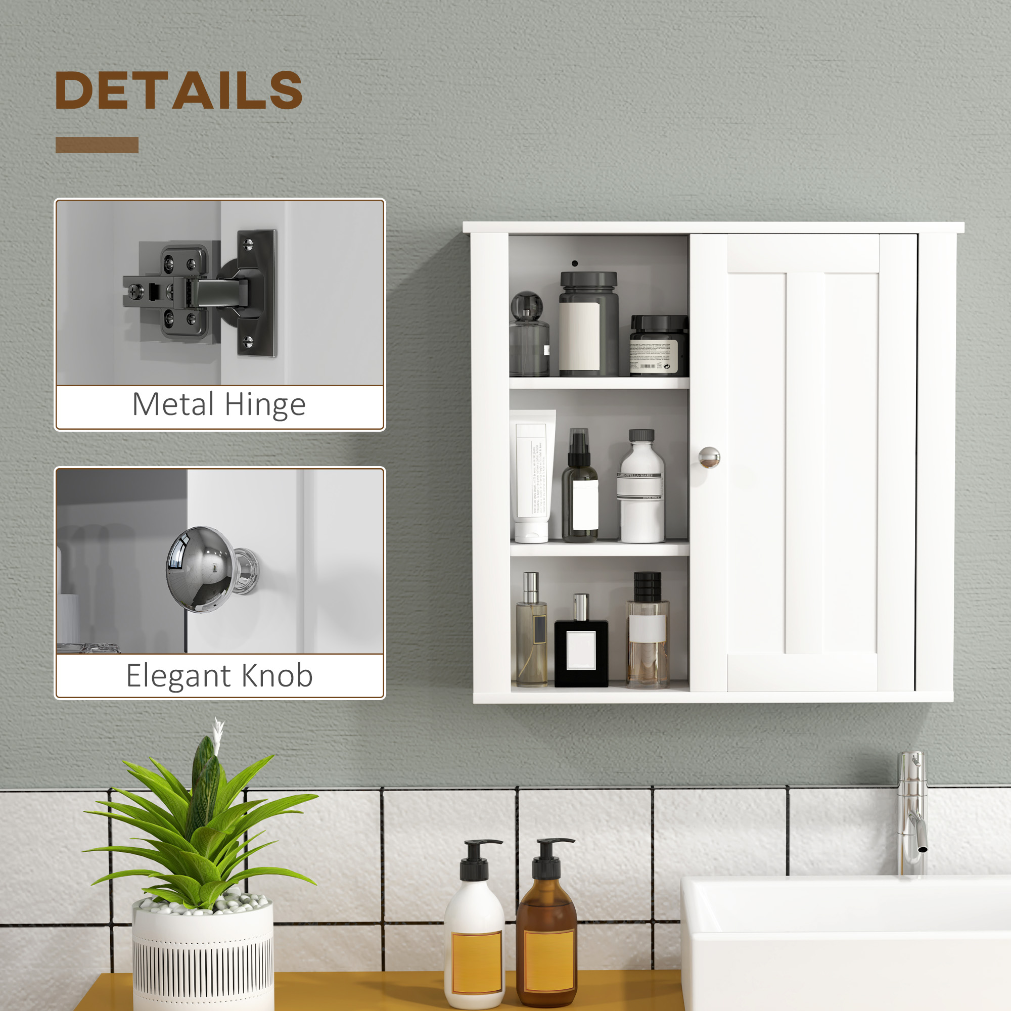 Clean And Simple Bathroom Storage Cabinet-White — image 3