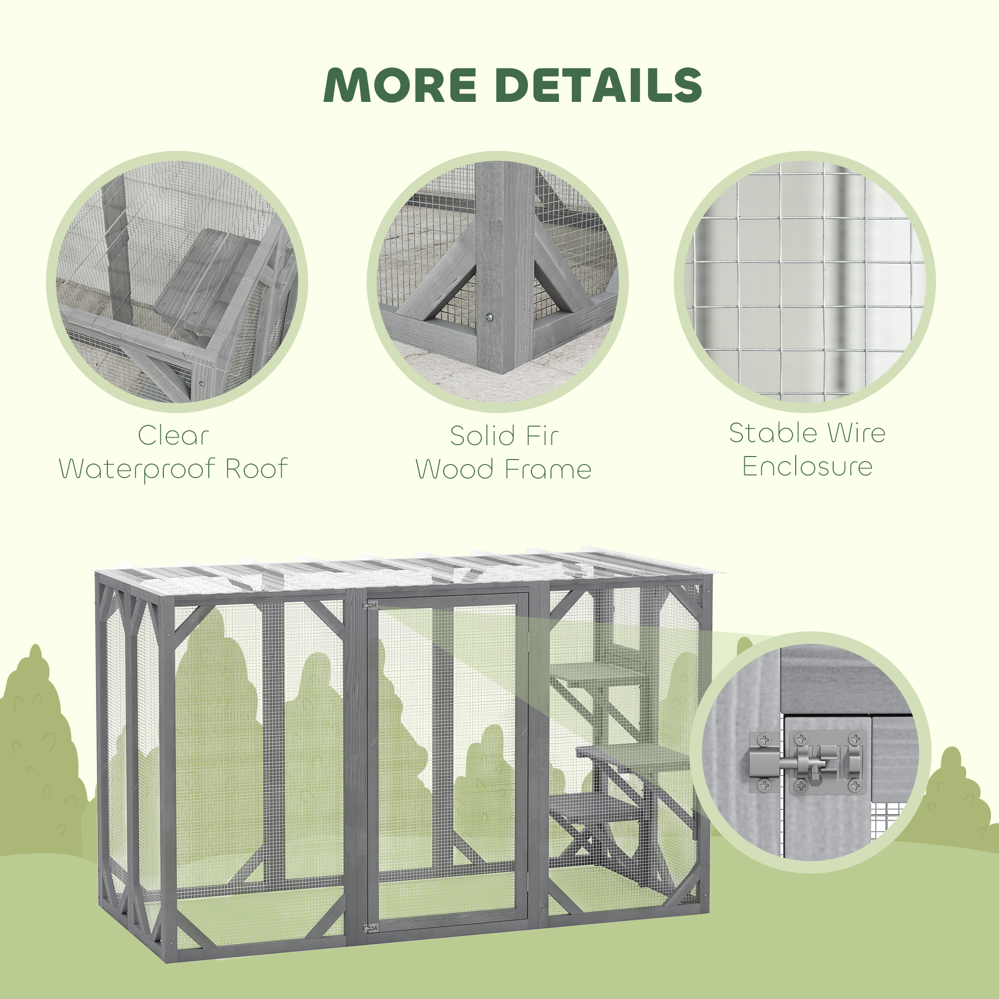 71in Outdoor Wooden Cat House With Three Platforms,Large Door,Water-Resistant — image 3