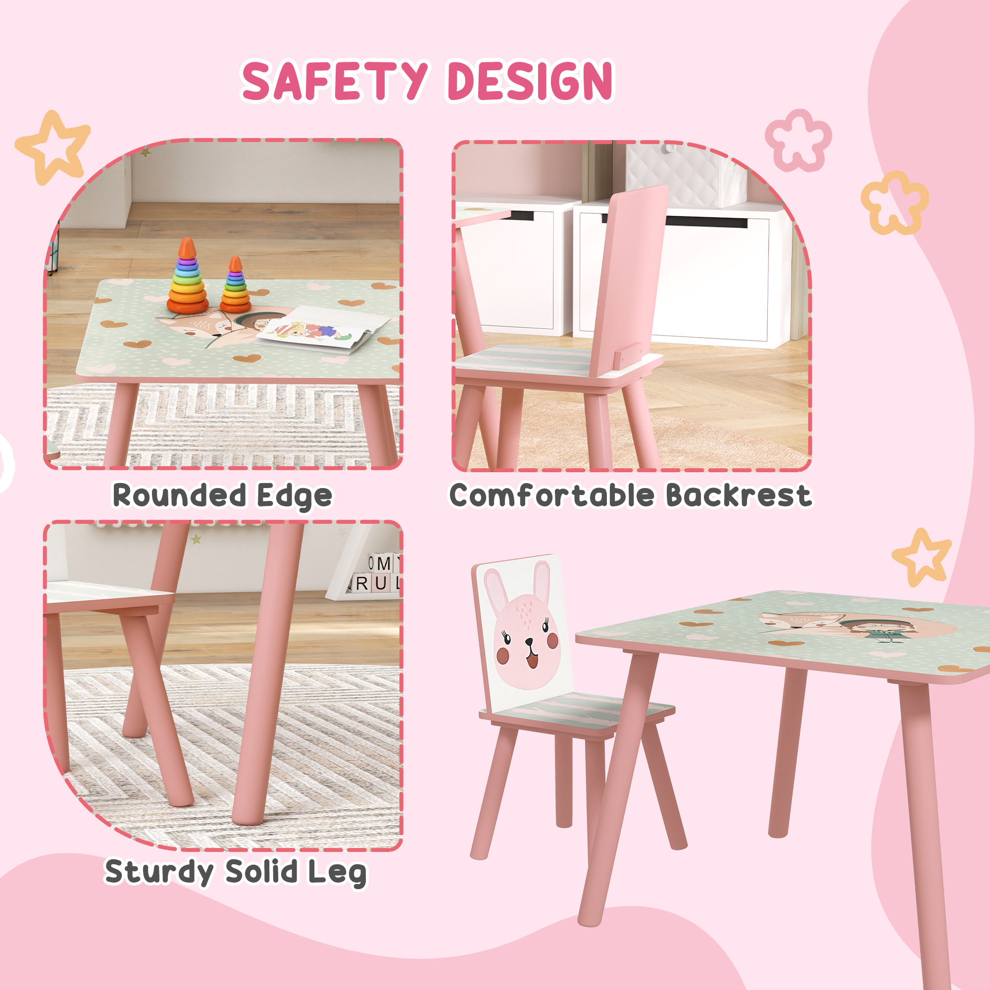 Kids And Table Chairs,Children Desk With Two Chairs,Toddler Furniture Set,for — image 5
