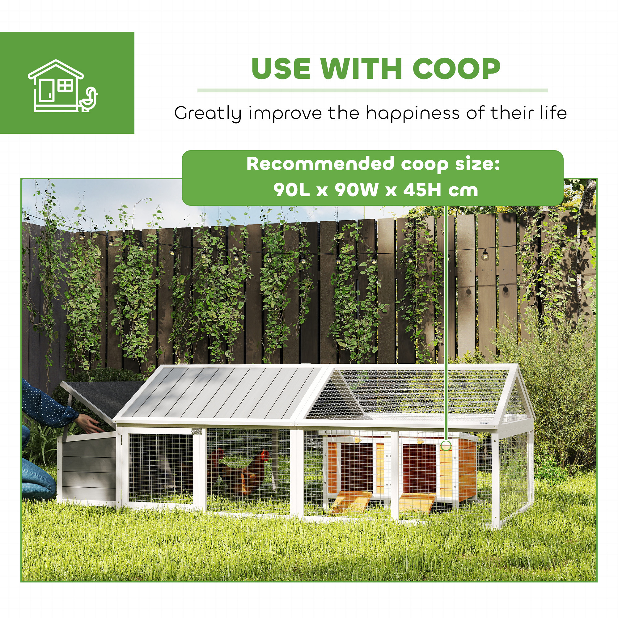 Wooden Chicken Coop With Nesting Box,Openable Roof,for 4-8 Chickens,White — image 3