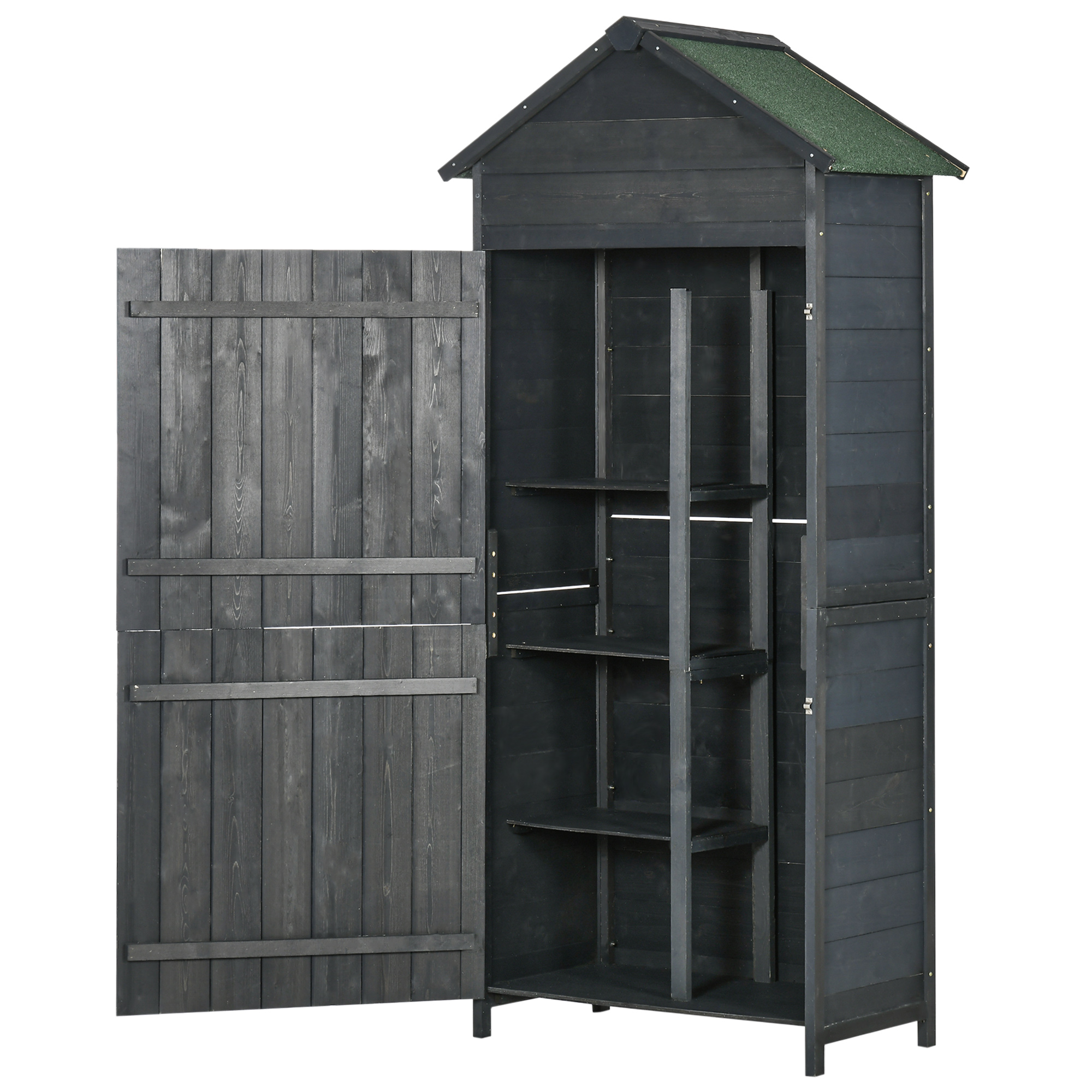 Garden Shed 4-Tier Wooden Outdoor 3 Shelves Utility Gardener Cabinet Lockable 2 — image 5
