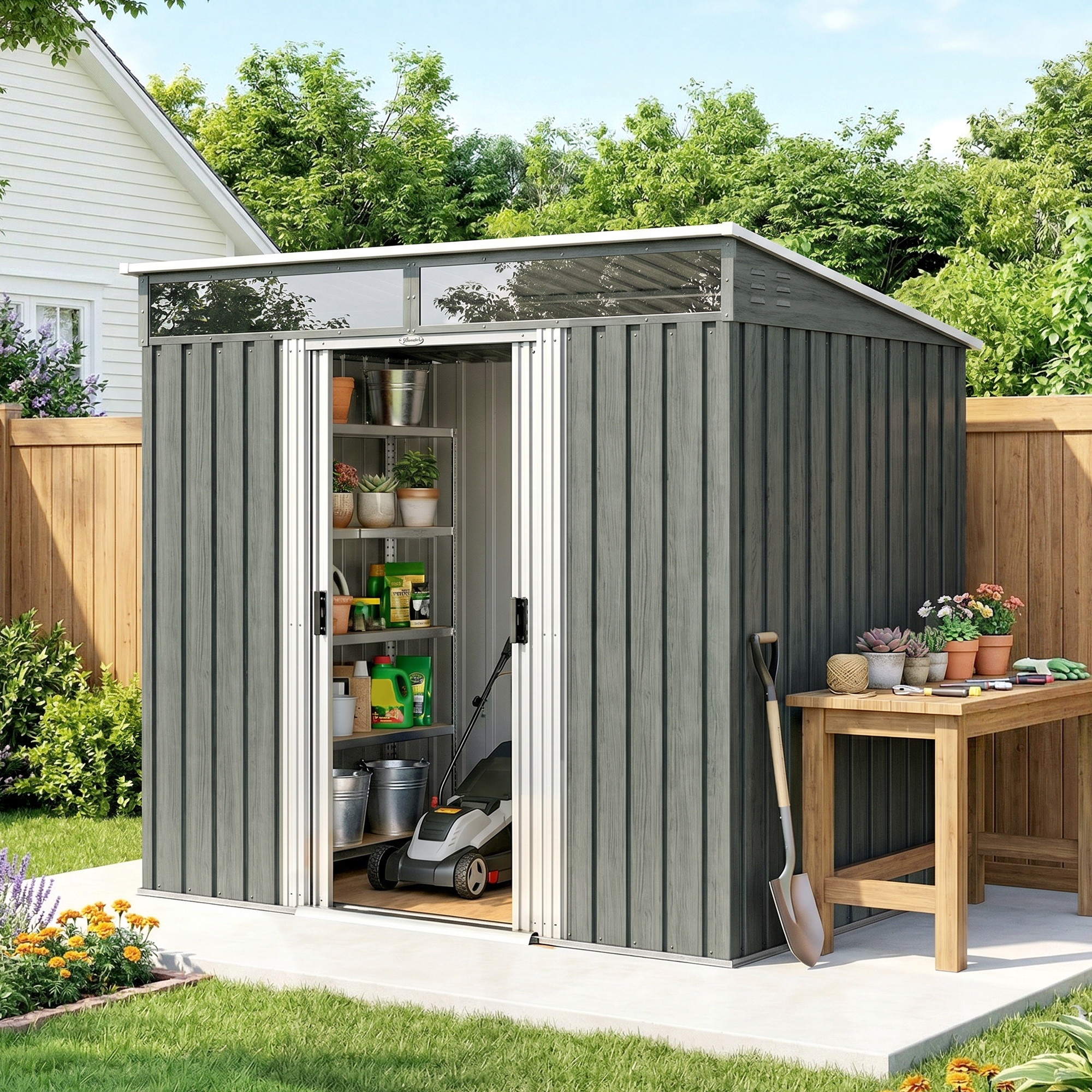 6.5 X 4FT Galvanised Metal Shed With Foundation