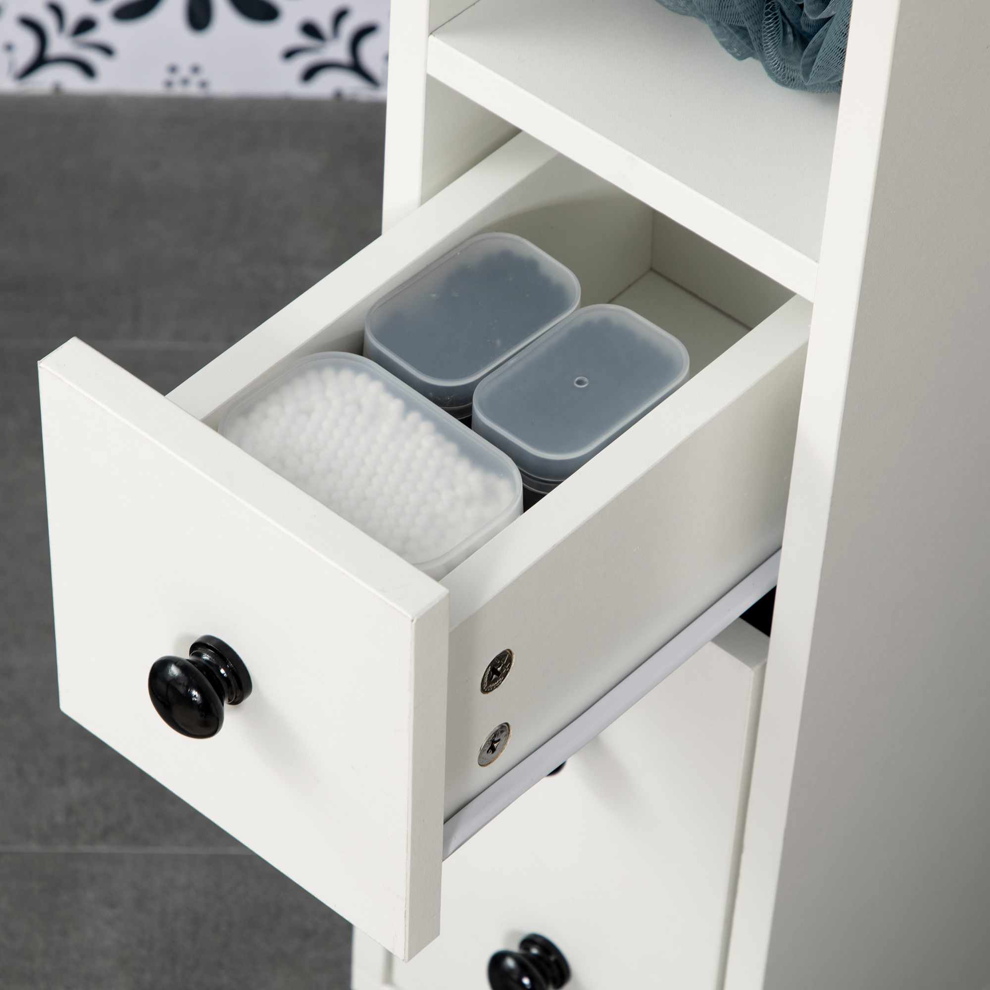 Slimline Bathroom Storage Cabinet-White