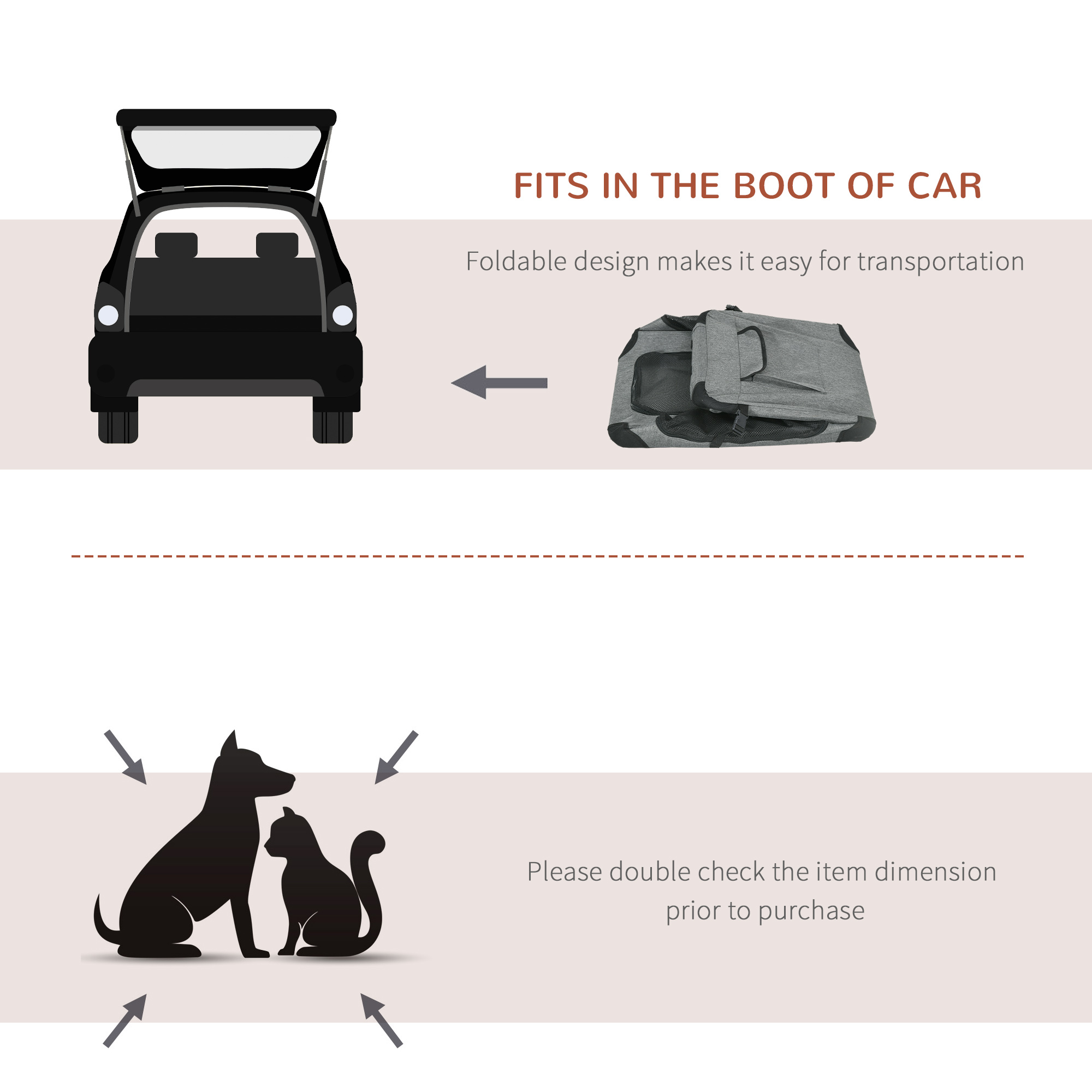 Oxford Fabric Folding Pet Carrier Bag Grey — image 4