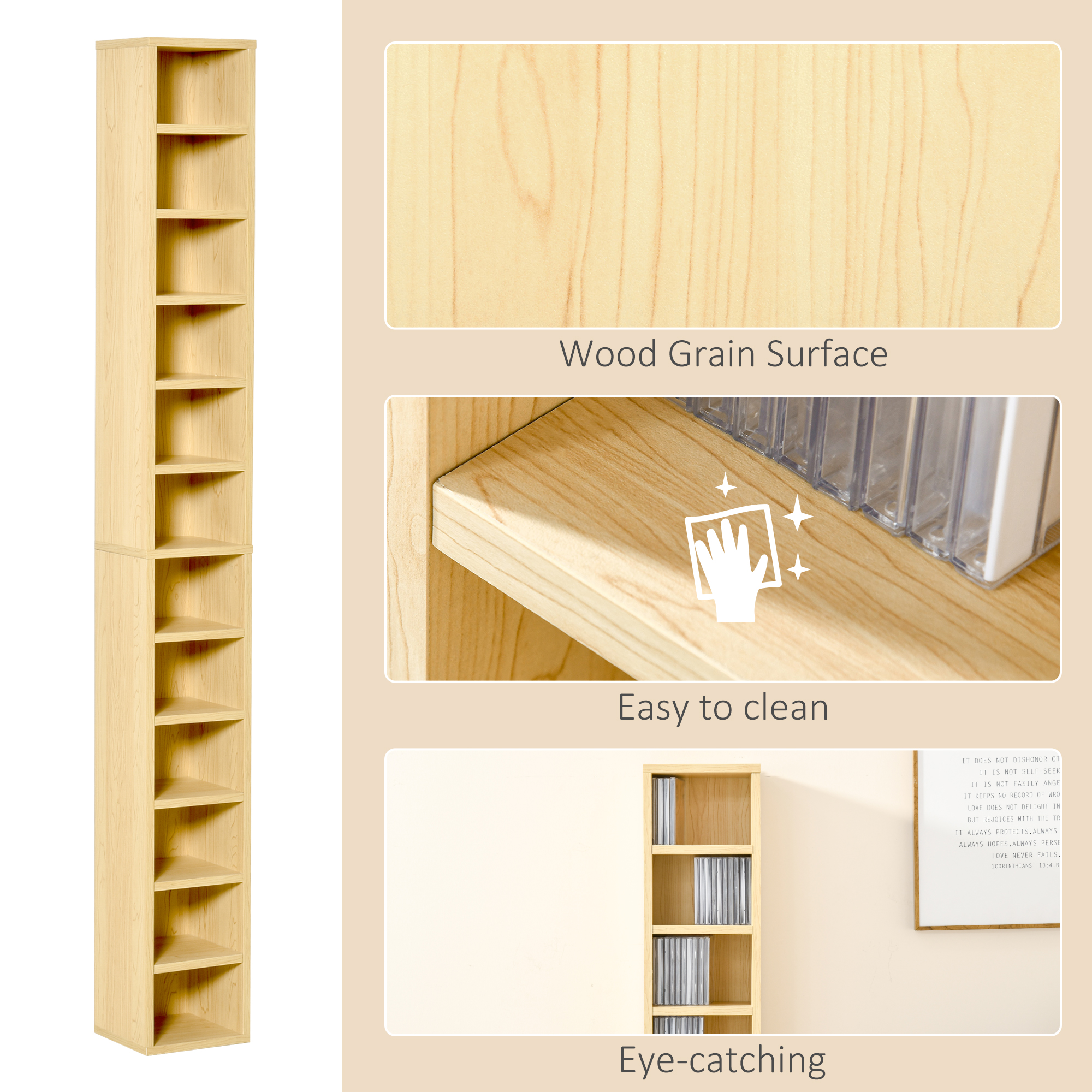 204 CD Tall Narrow Media Storage Tower-Oak Tone — image 4