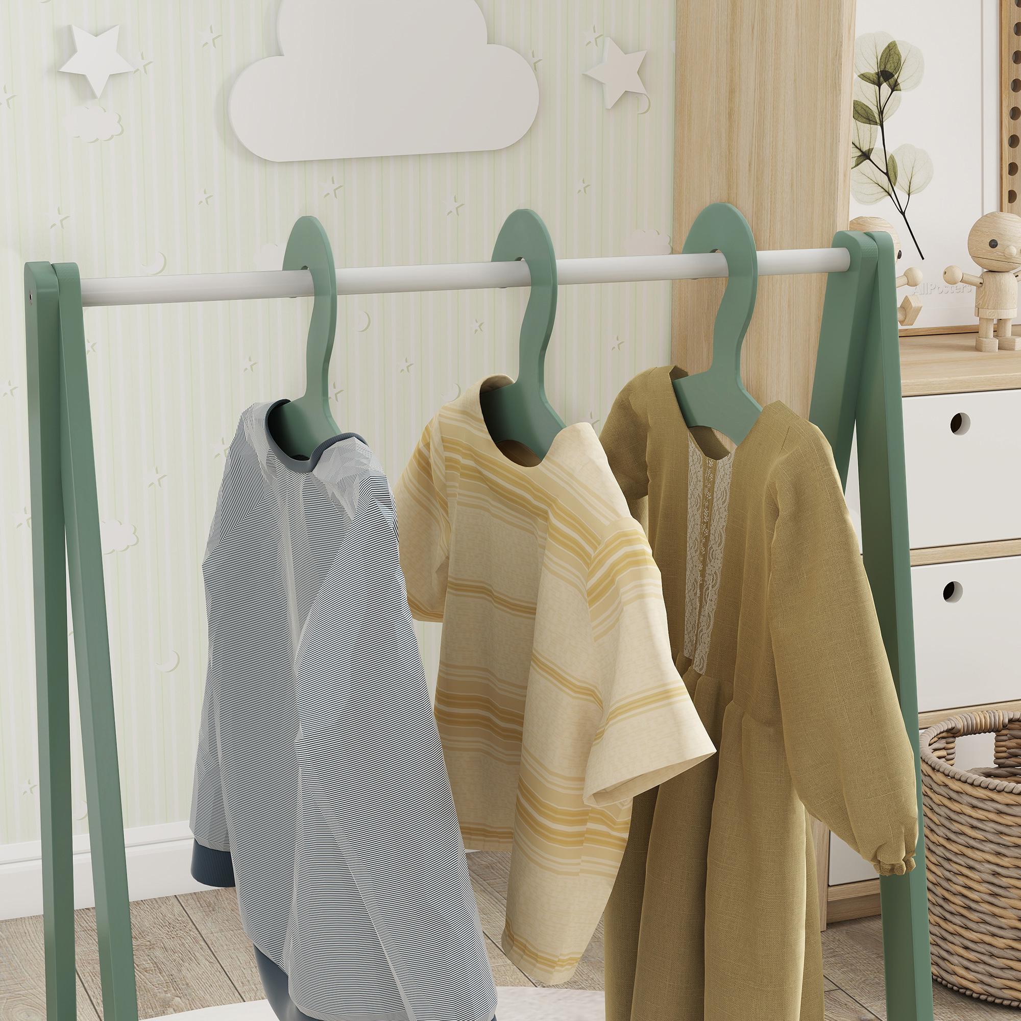 Baby Clothing Rack With Hangers,Storage Shelf For Bedroom,Leaf Theme,for Ages — image 4