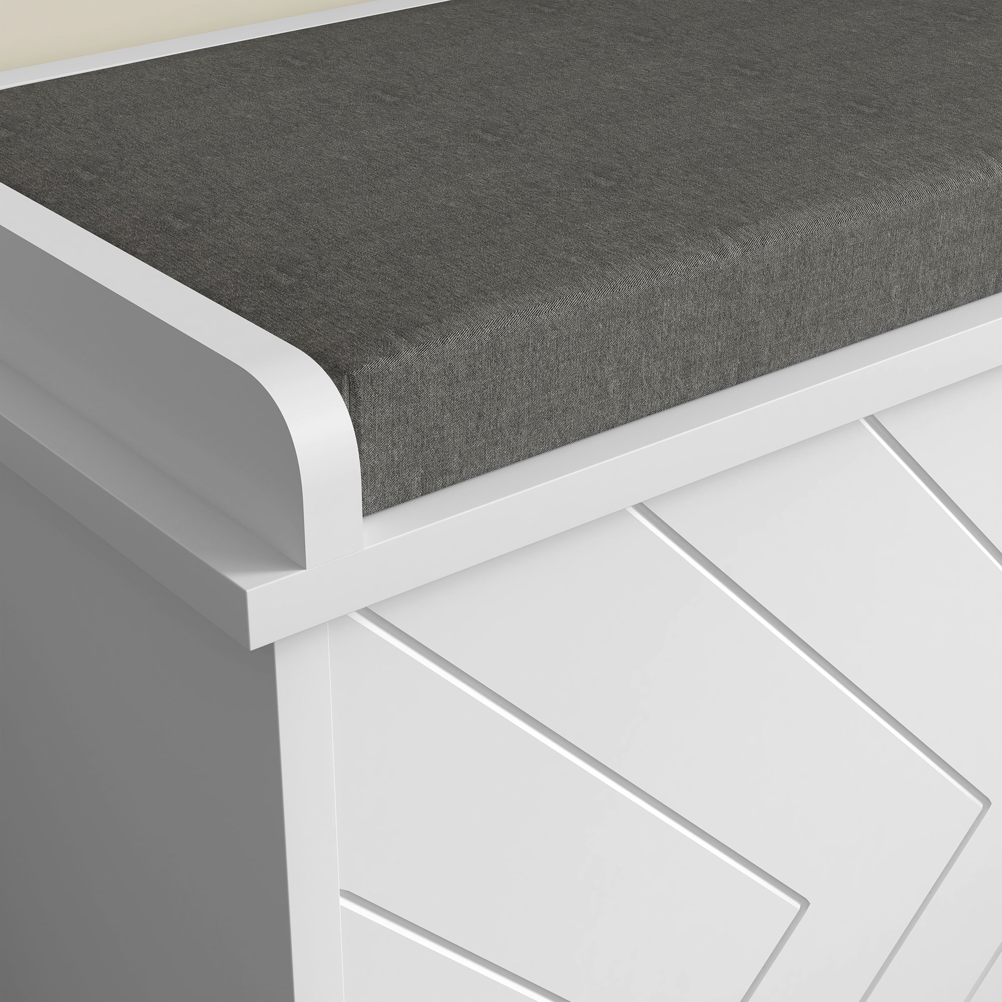 10-Shoe Storage Bench,with Padded Top Seat-White/Grey — image 4