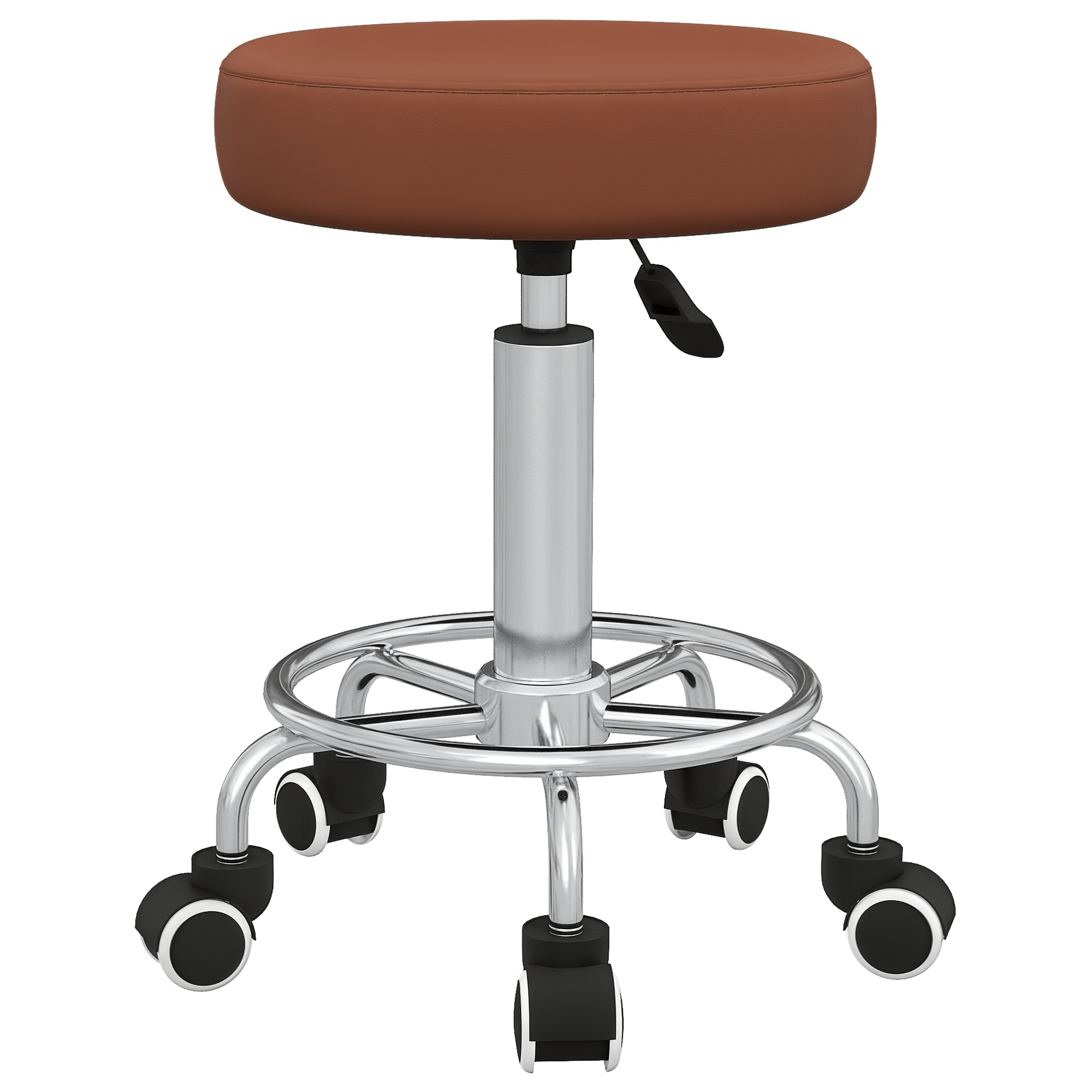 PU Leather Rolling Stool,Height Adjustable Stool Chair With Wheels — image 2
