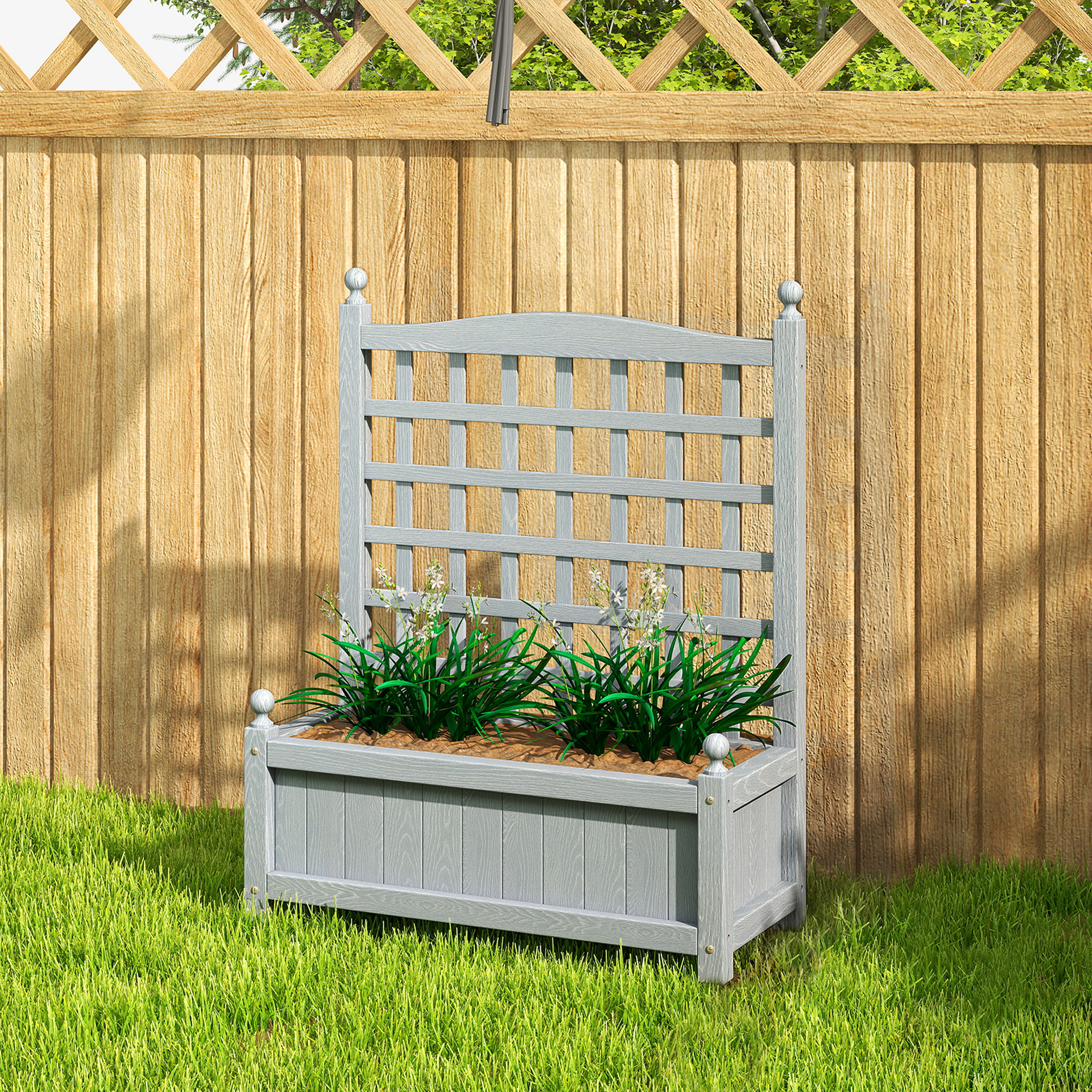 Garden planters with trellis for climbing vines,wood raised