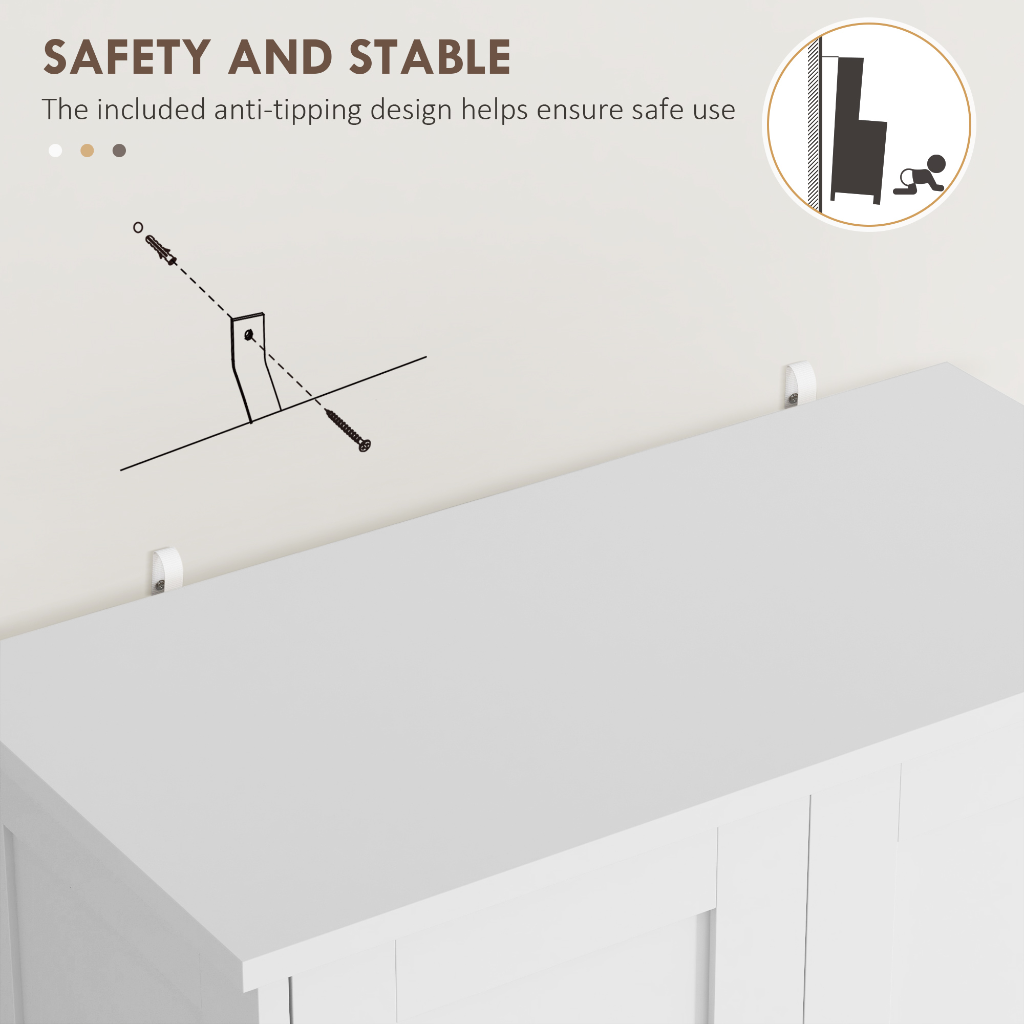 Multi-storage freestanding kitchen cabinet-white