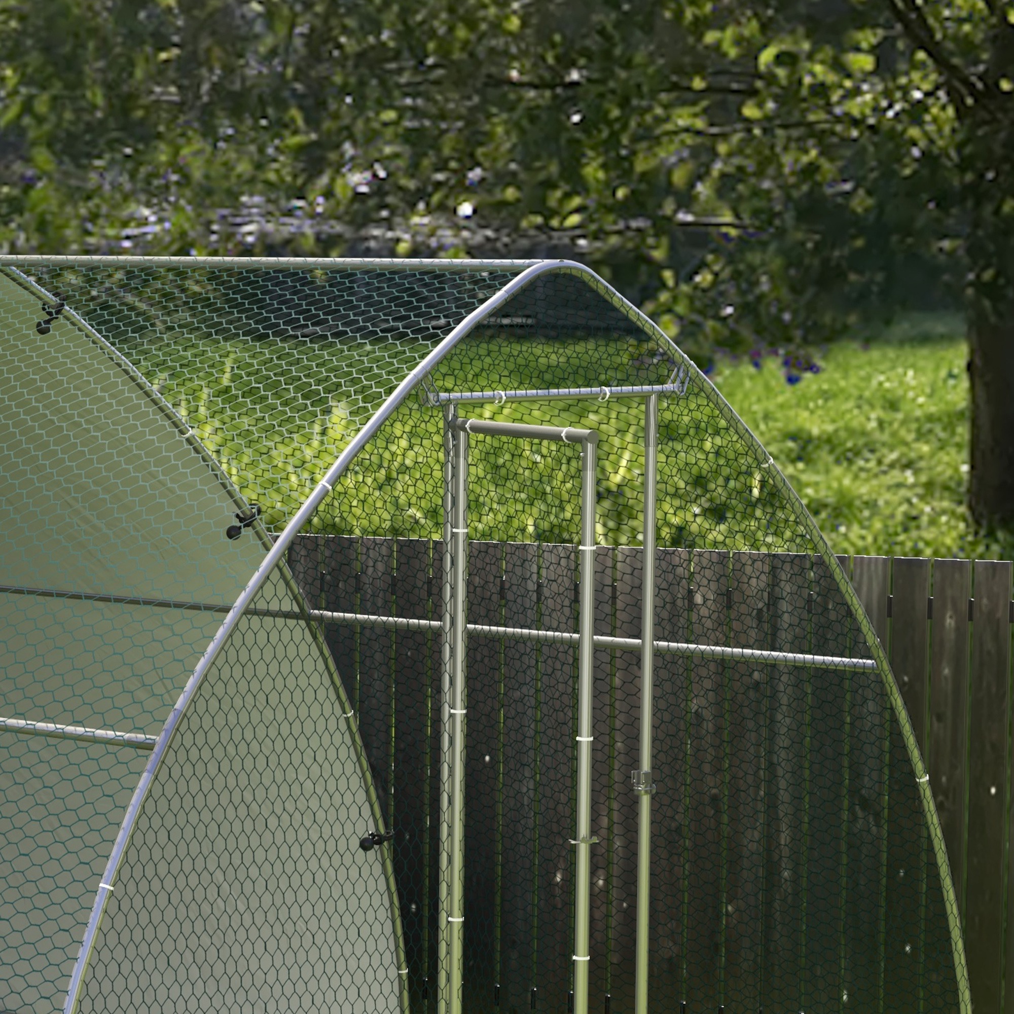Galvanised Outdoor Chicken Coop,with Cover,for 8-12 — image 4