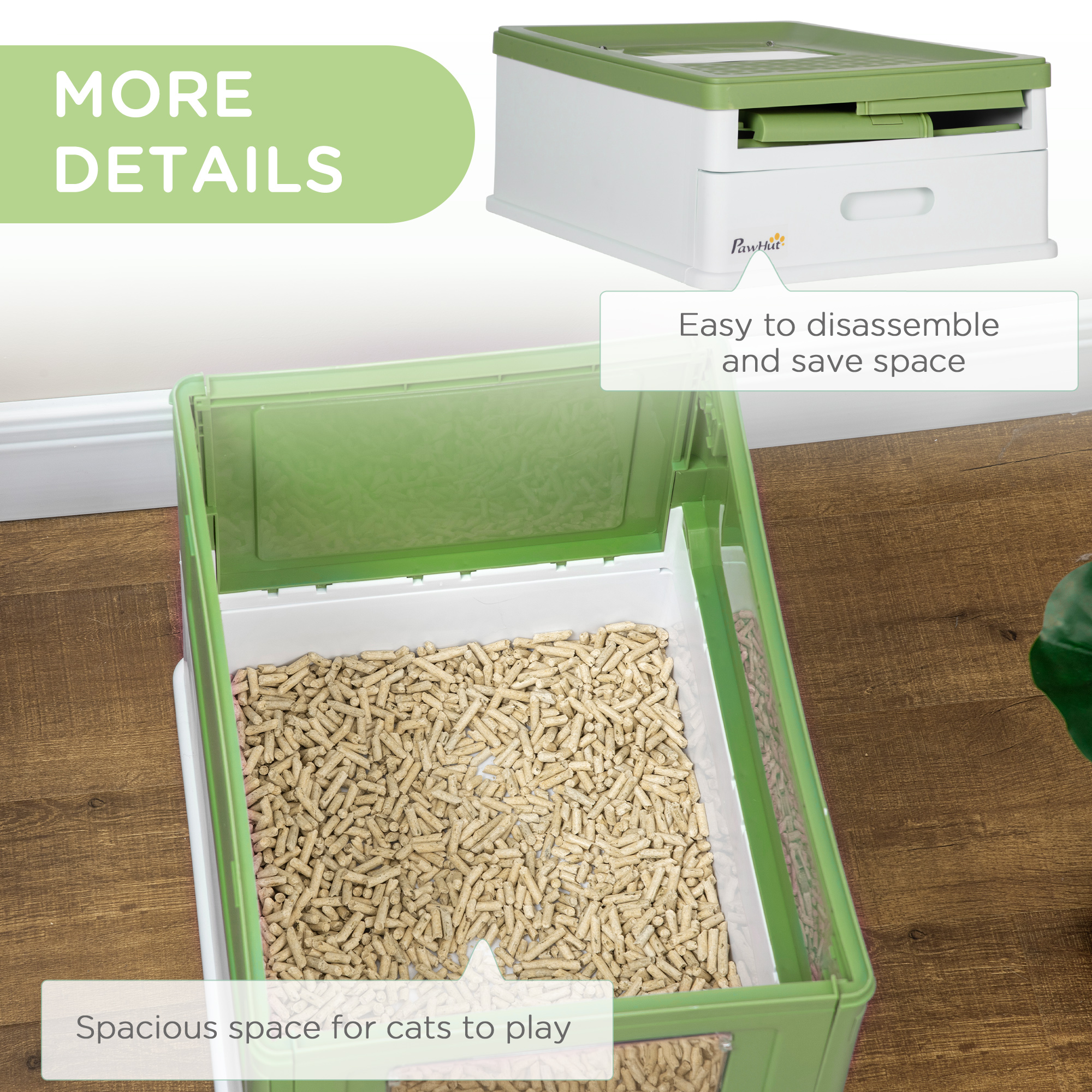 Hooded Cat Litter Box,Portable Pet Toilet,with Scoop,Front Entry-Emerald Green — image 5