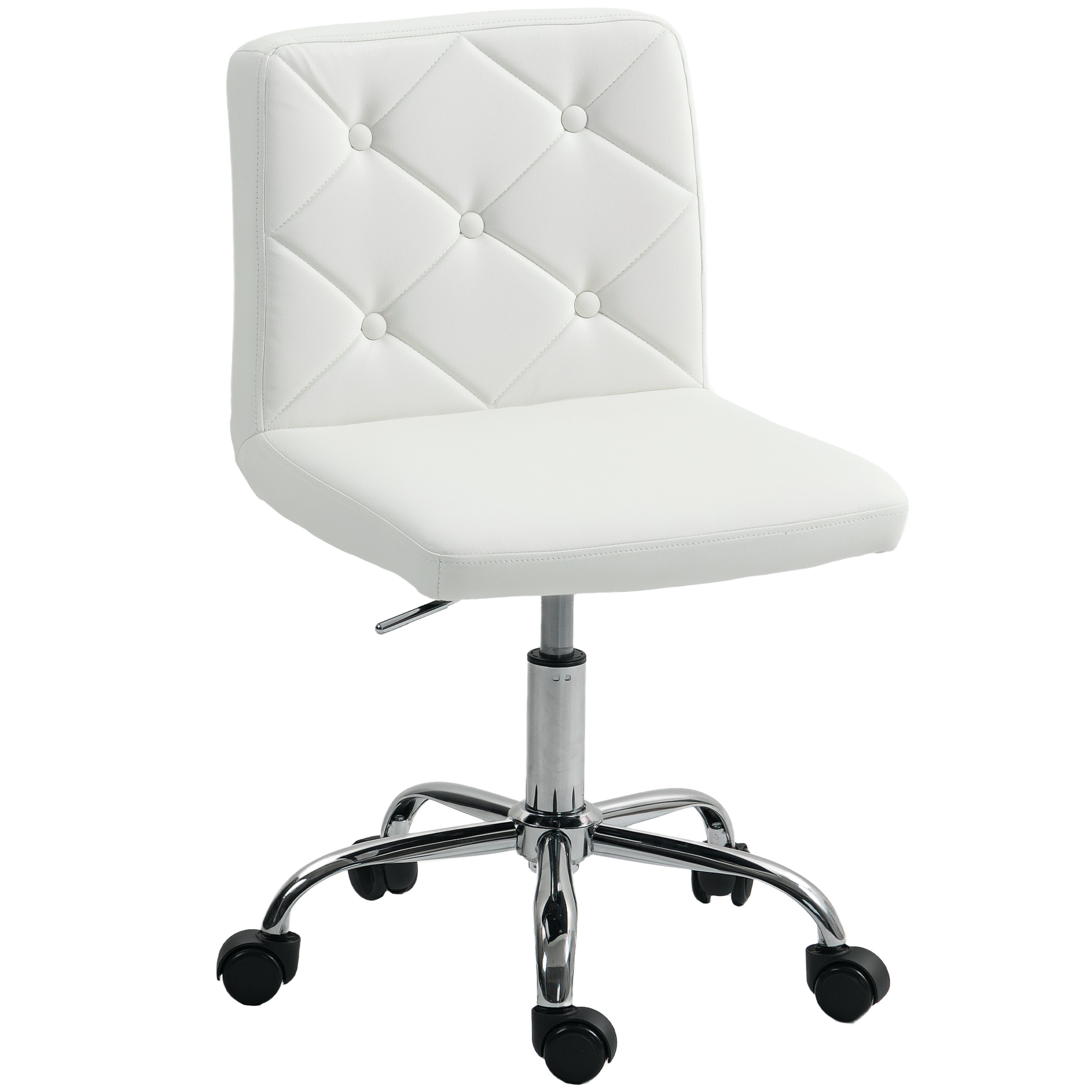 PU Leather Armless Office Chair,Modern Vanity Computer Swivel Chair — image 4