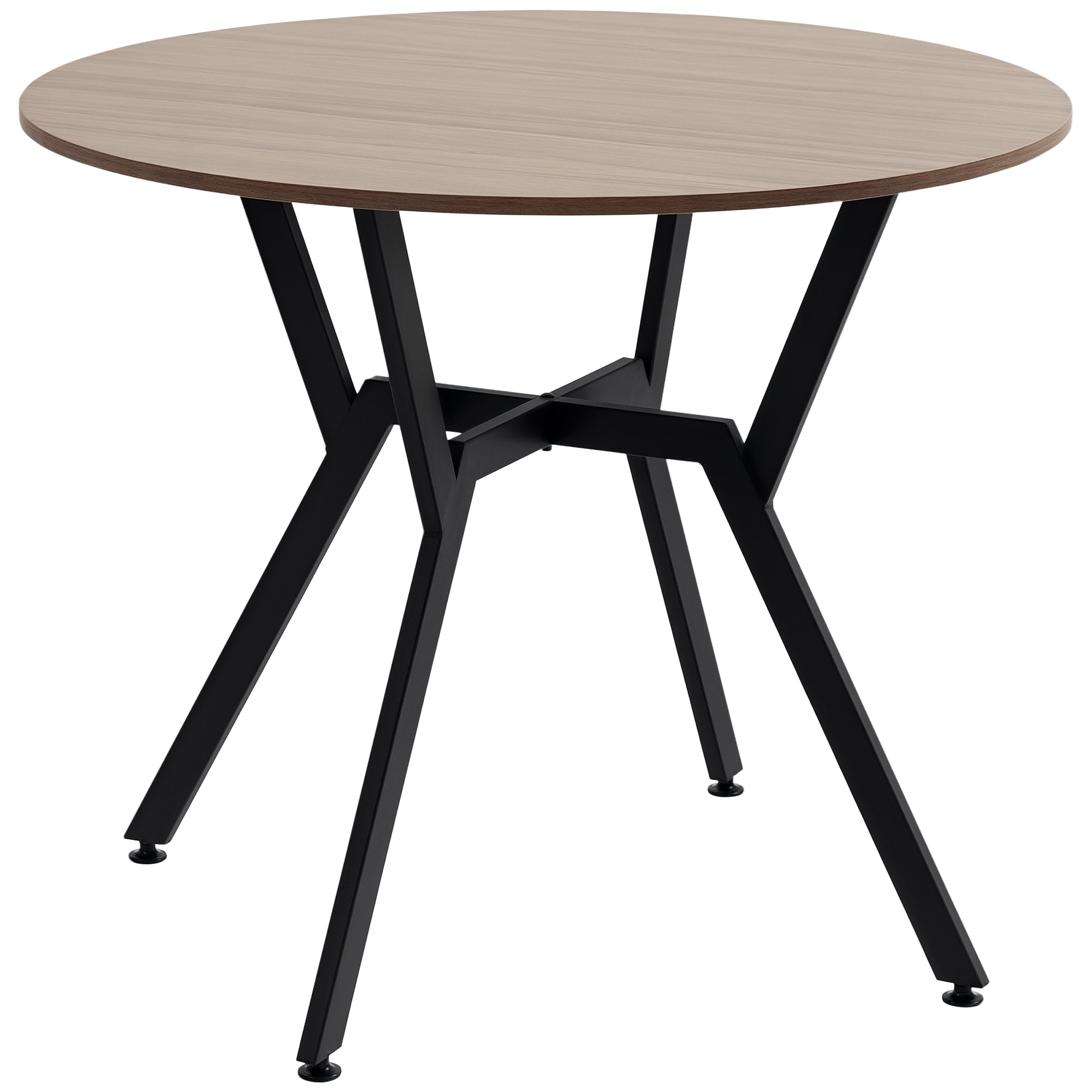 Dining Table,Round Kitchen Table With Black Legs,Anti-slip Foot Pads For Living Room,Dining Room 90 X 76 Cm,Brown — 1