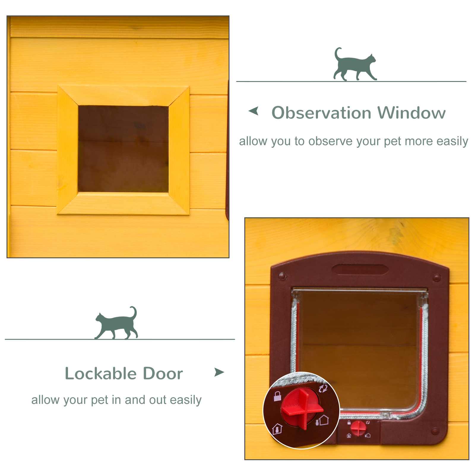 Garden Wooden Cat House Hide Cage Outdoor Pet Play Home Waterproof Roof Kitty — image 3