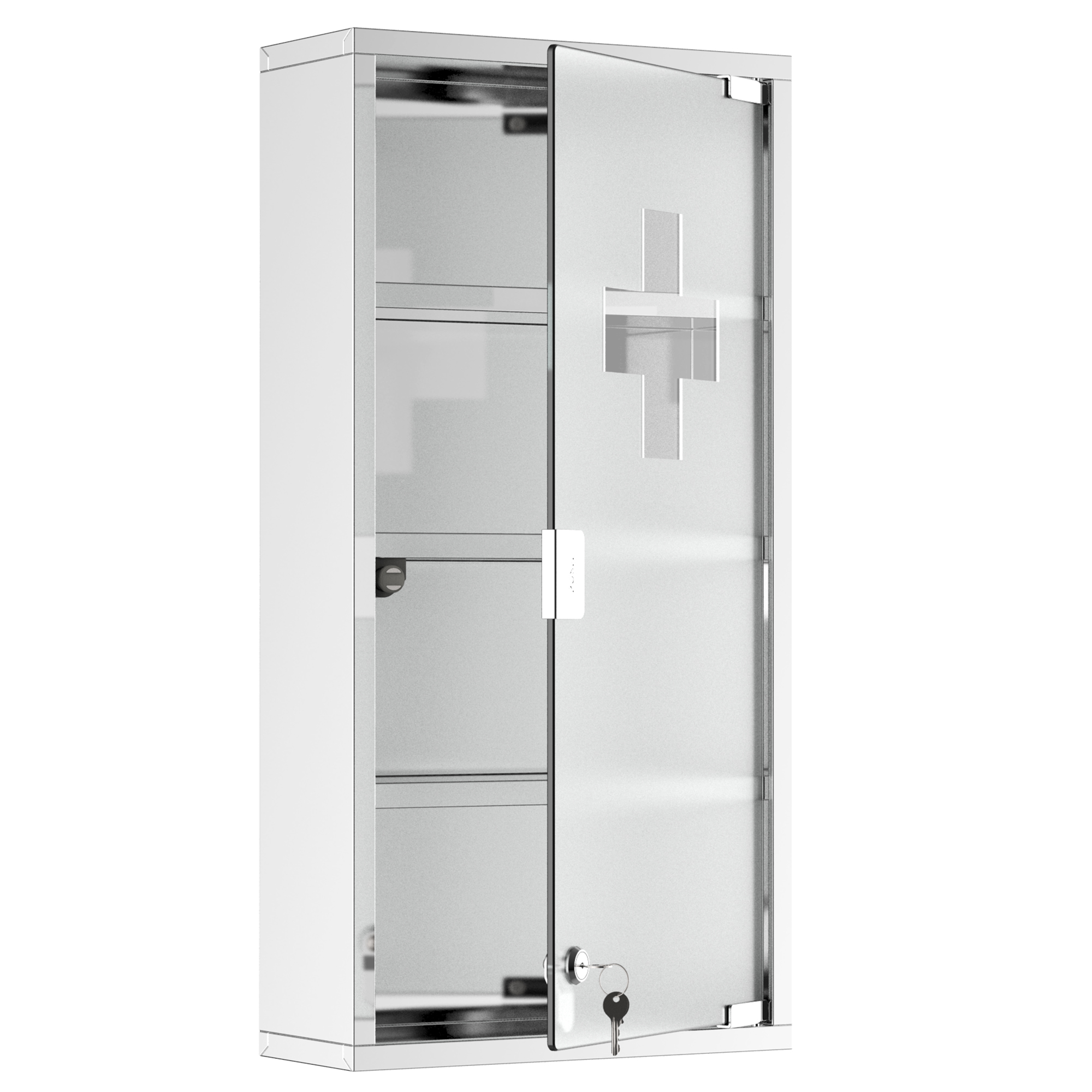 4 Tier Stainless Steel Wall Mounted Medicine Cabinet Glass Lockable Door — image 5