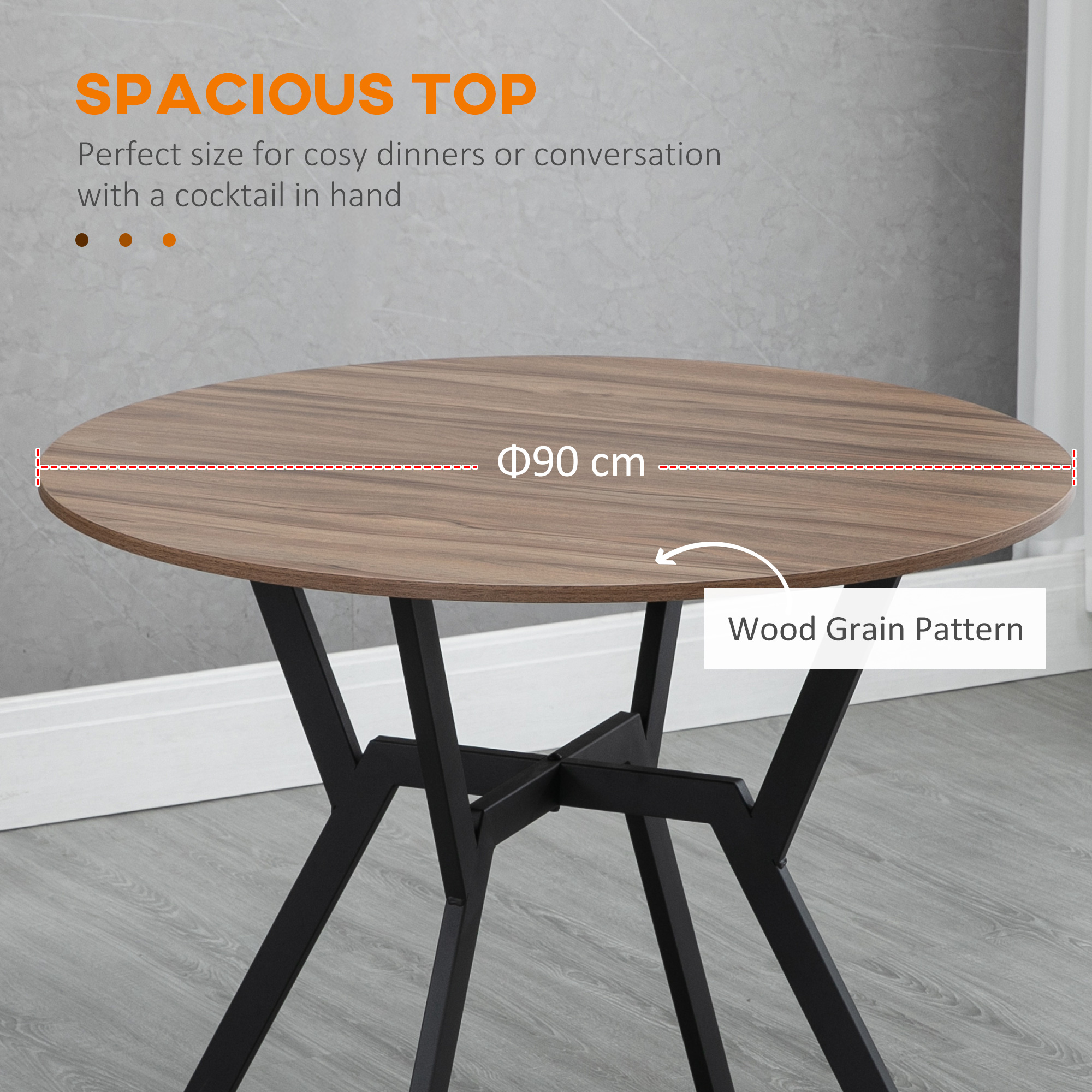 Dining Table,Round Kitchen Table With Black Legs,Anti-slip Foot Pads For Living — image 2