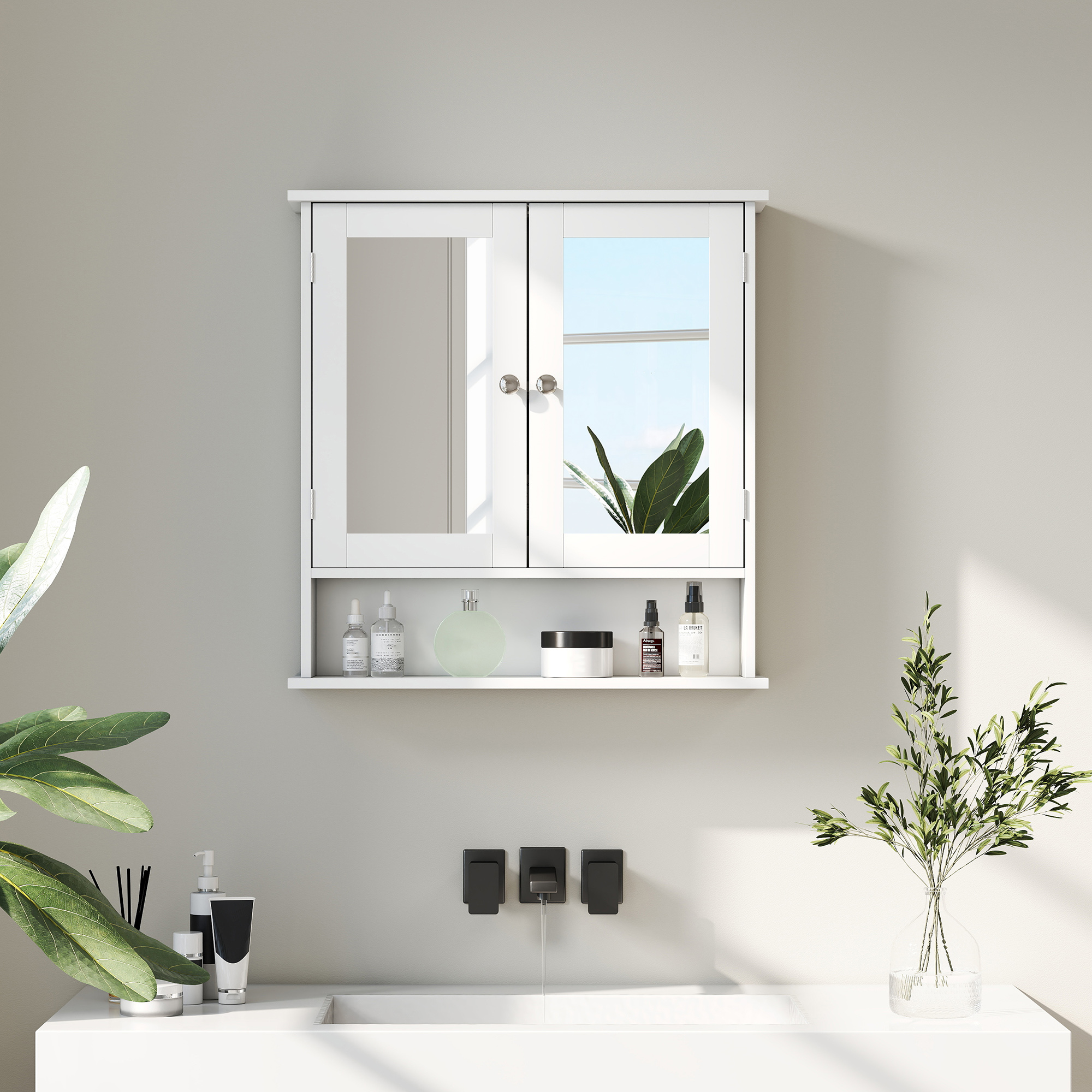 Bathroom Wall Storage Cabinet-White — image 4