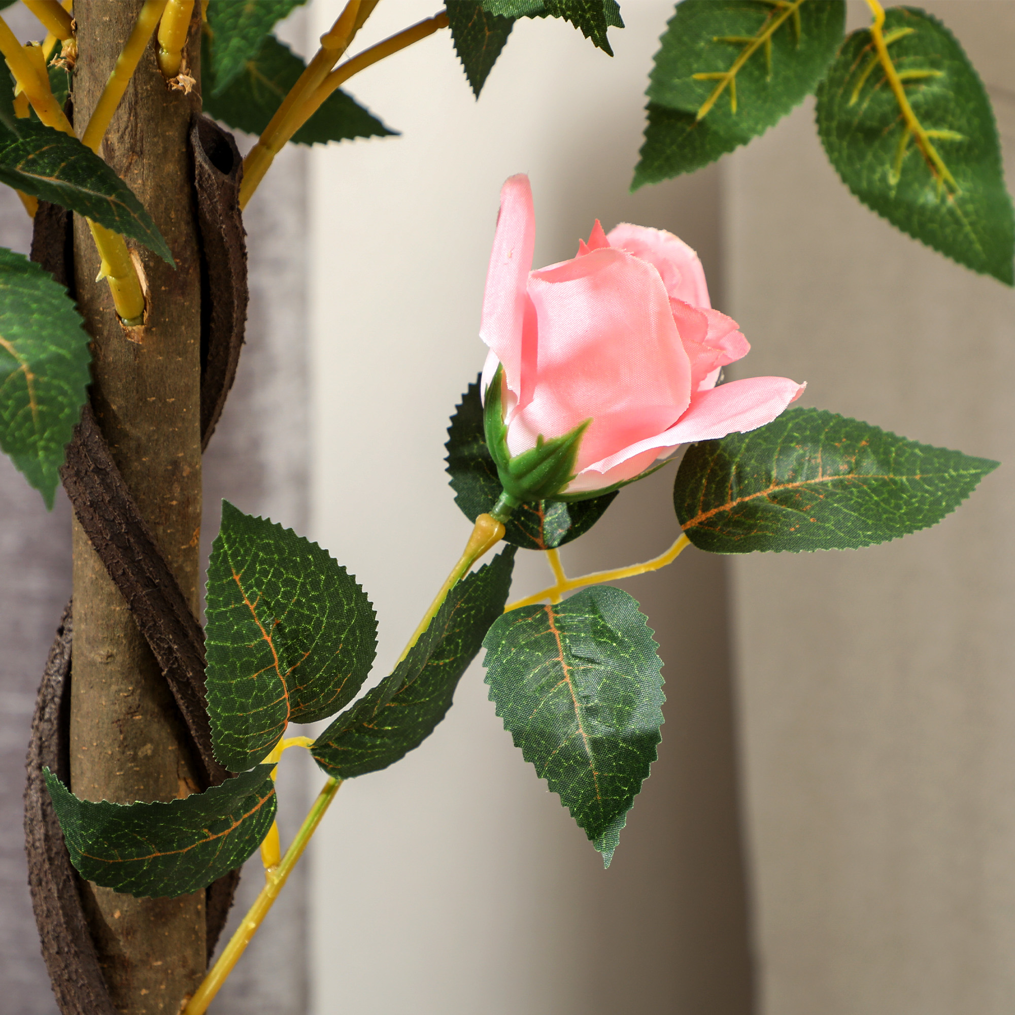 Set Of 2 Artificial Plants Pink Rose Floral In Pot,Fake For Home Indoor — image 5