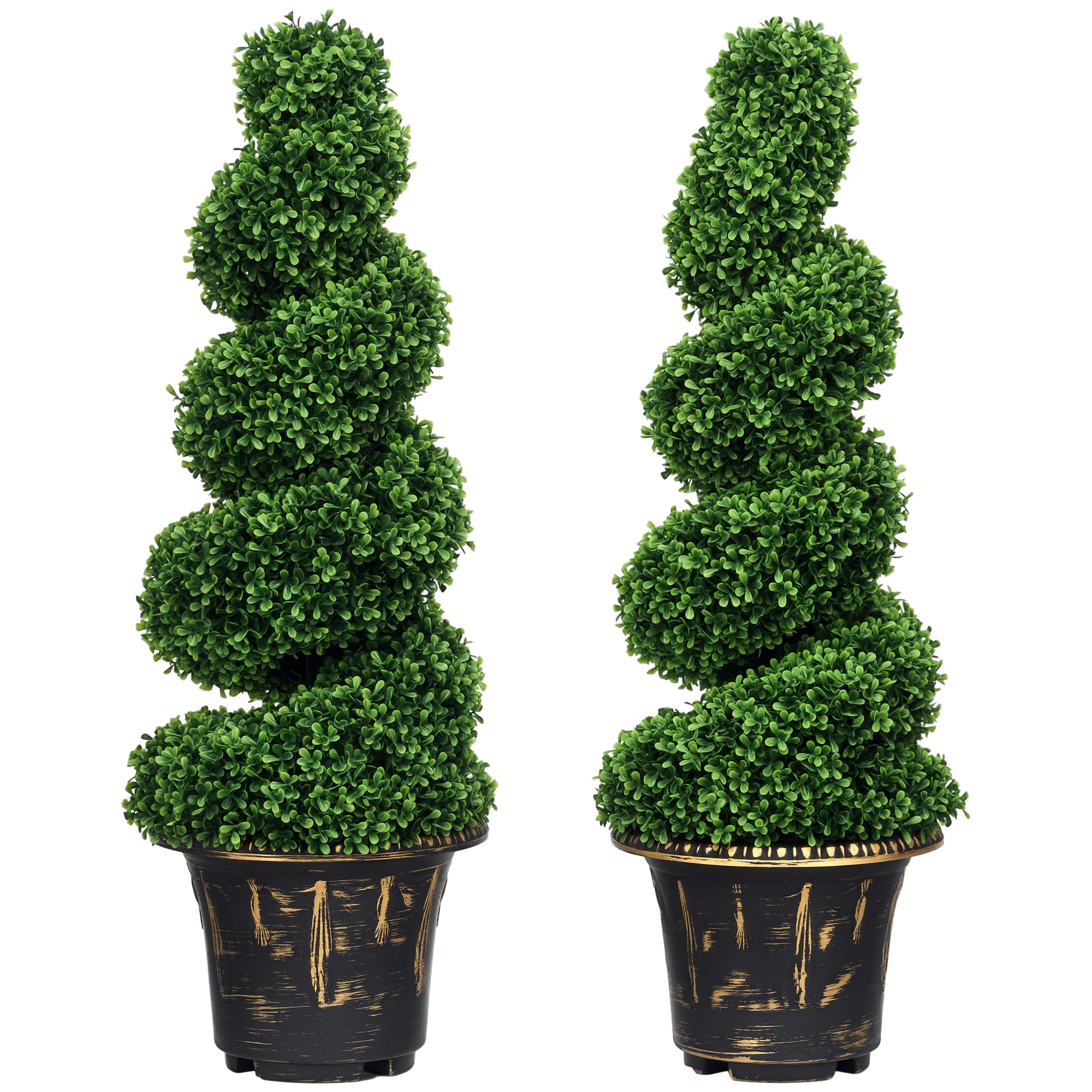 Set Of 2 Artificial Plants,Topiary Spiral Boxwood Trees With Pot,for Home — image 4