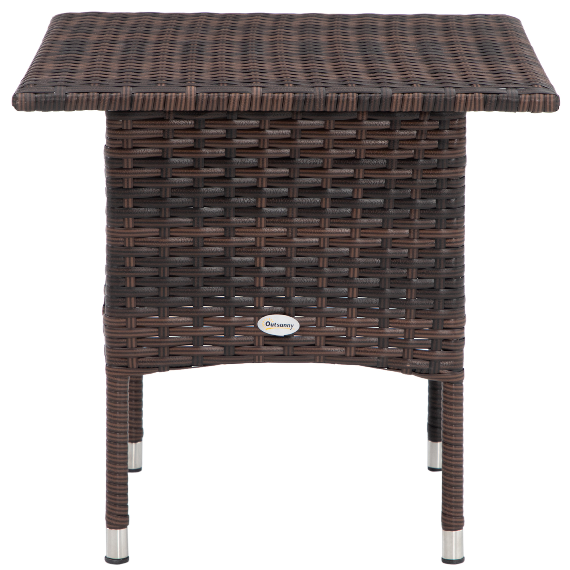 Outdoor Rattan Side Table Coffee With Plastic Board,Full Woven Top — image 4