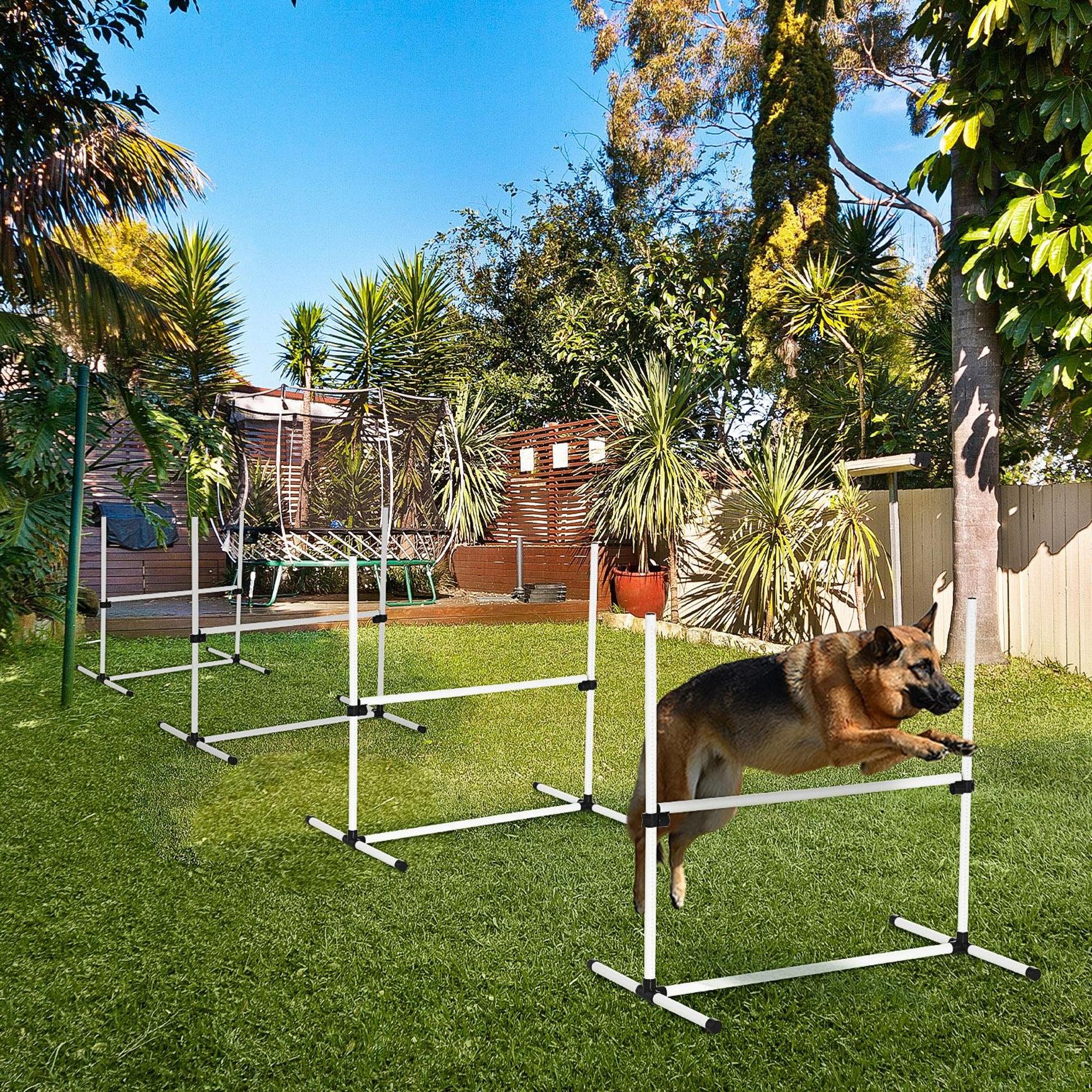 4 Pieces Dog Agility Training Equipment,Adjustable Height Jumps Hurdle With Carrying Bag For Outdoor,White detail photo 12