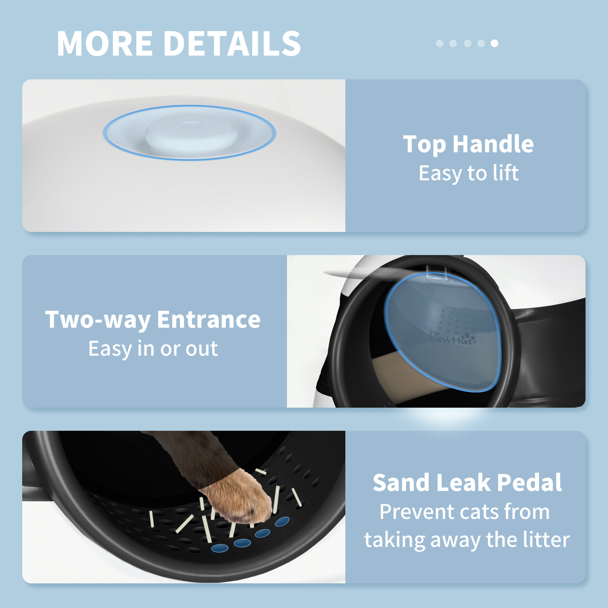 Foldable cat litter tray with lid,deodorant,scoop,black