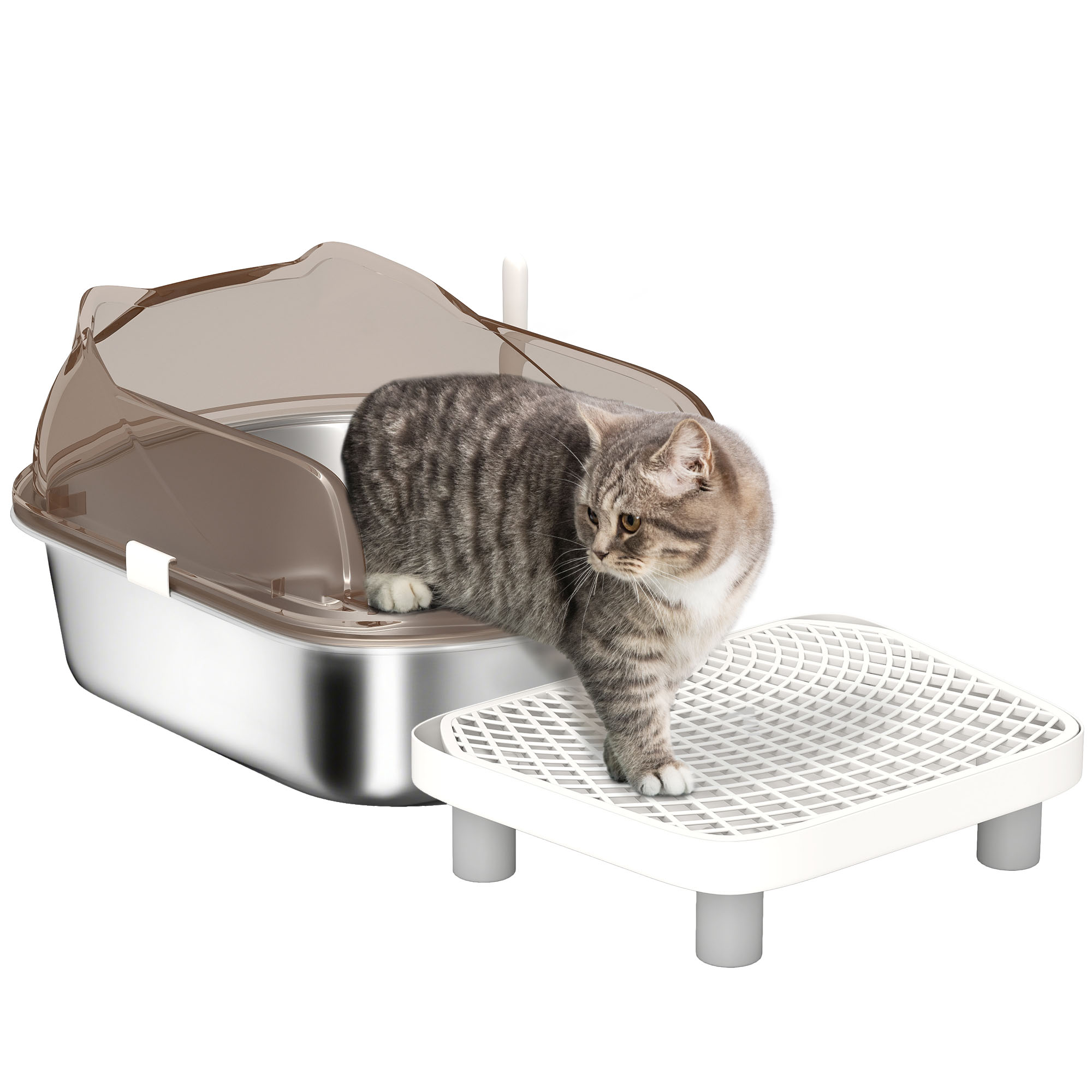Stainless Steel Litter Box With Lid,High Wall Sided — image 2