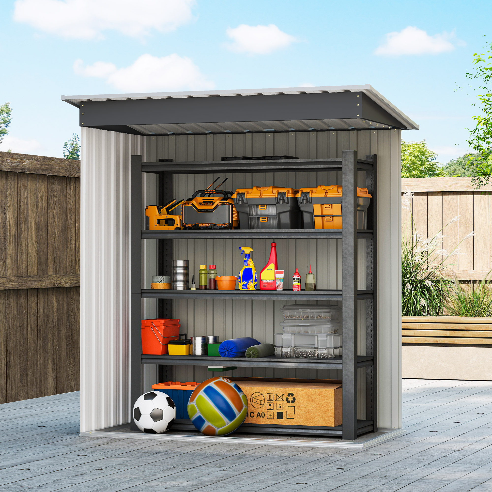 5 X 3ft Garden Storage Shed With Sliding Door And Sloped Roof Outdoor Equipment — image 4