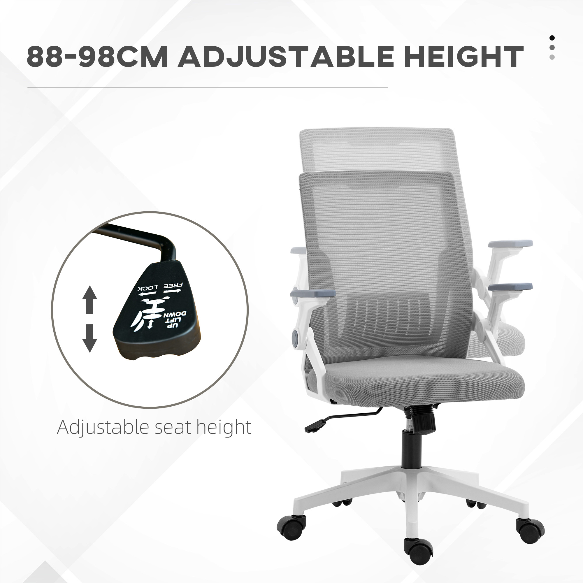 Mesh Office Chair,Desk Chair With Lumbar Support,Flip-up Armrest,Swivel — image 3