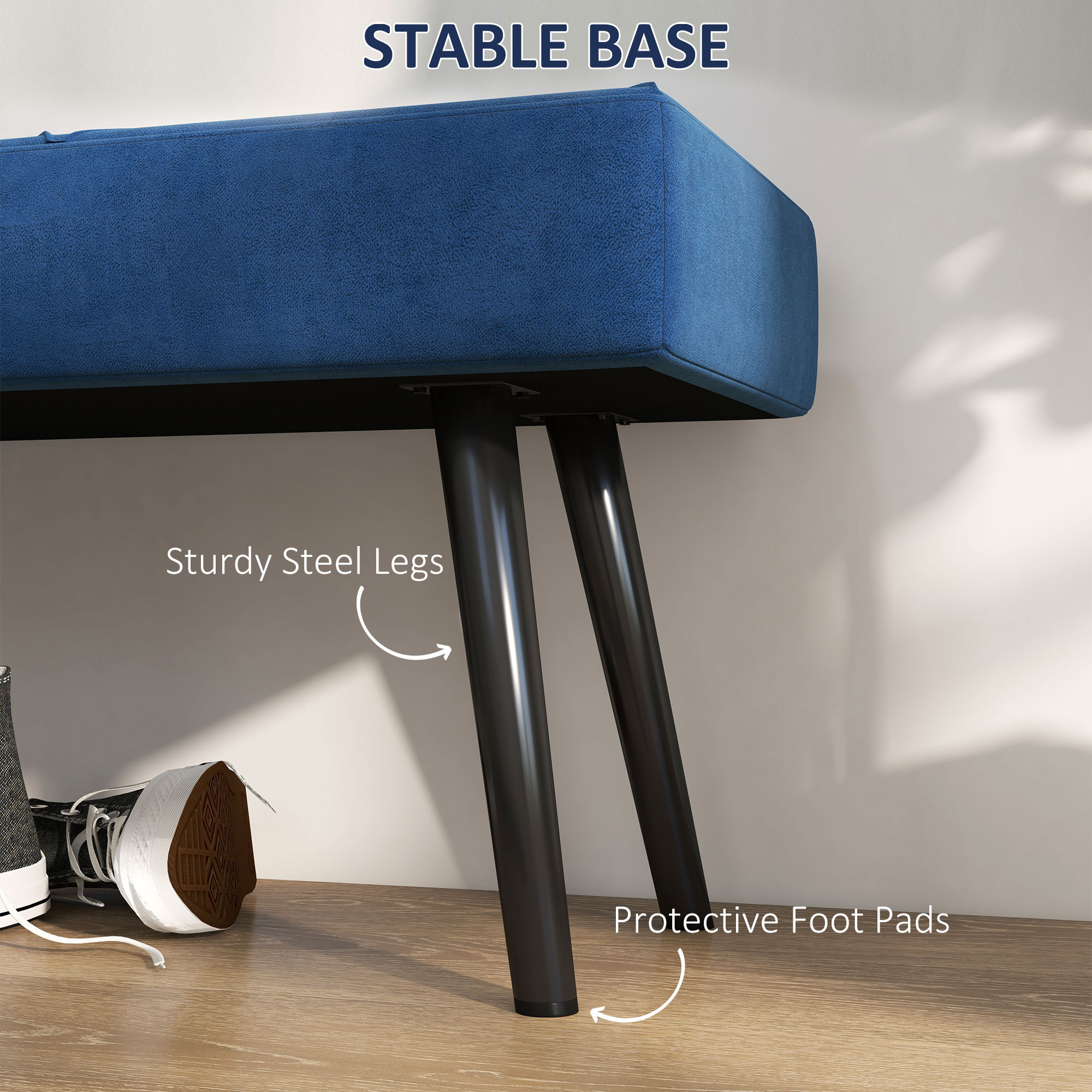 End Of Bed Bench With X-Shape Design And Steel Legs,Upholstered Hallway