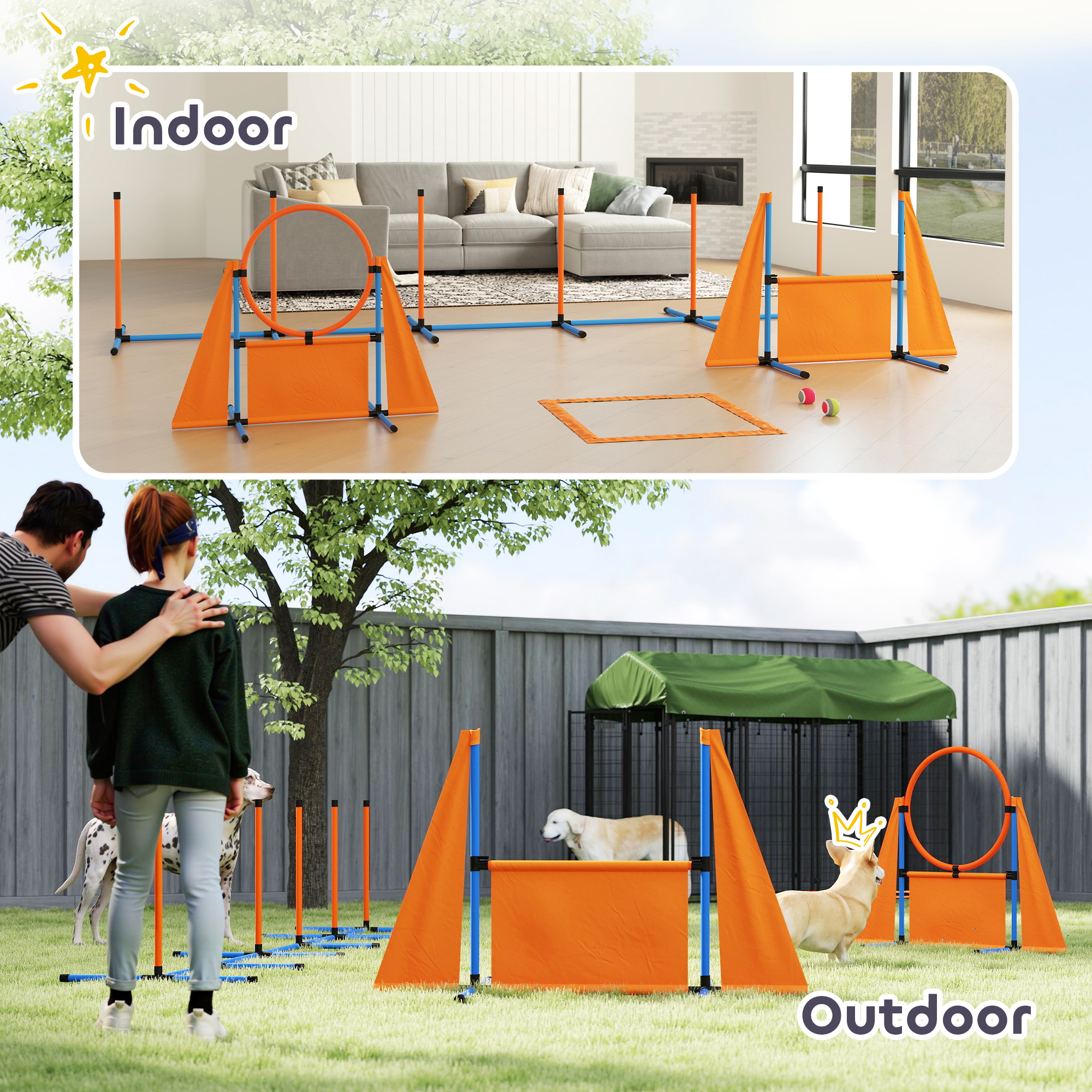 6-Piece Dog Agility Equipment Set With Weave Poles,Jump Ring,Hurdle,Pause — image 2