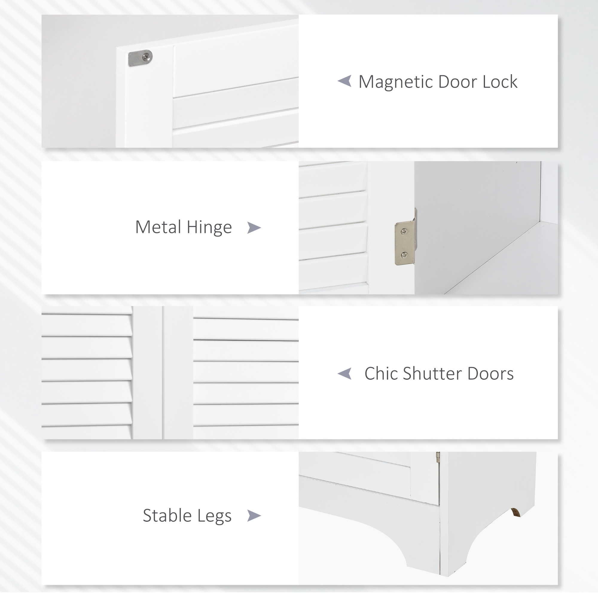 Tall Freestanding Bathroom Cabinet Retro Shutters 3 Compartments Shelves — image 4