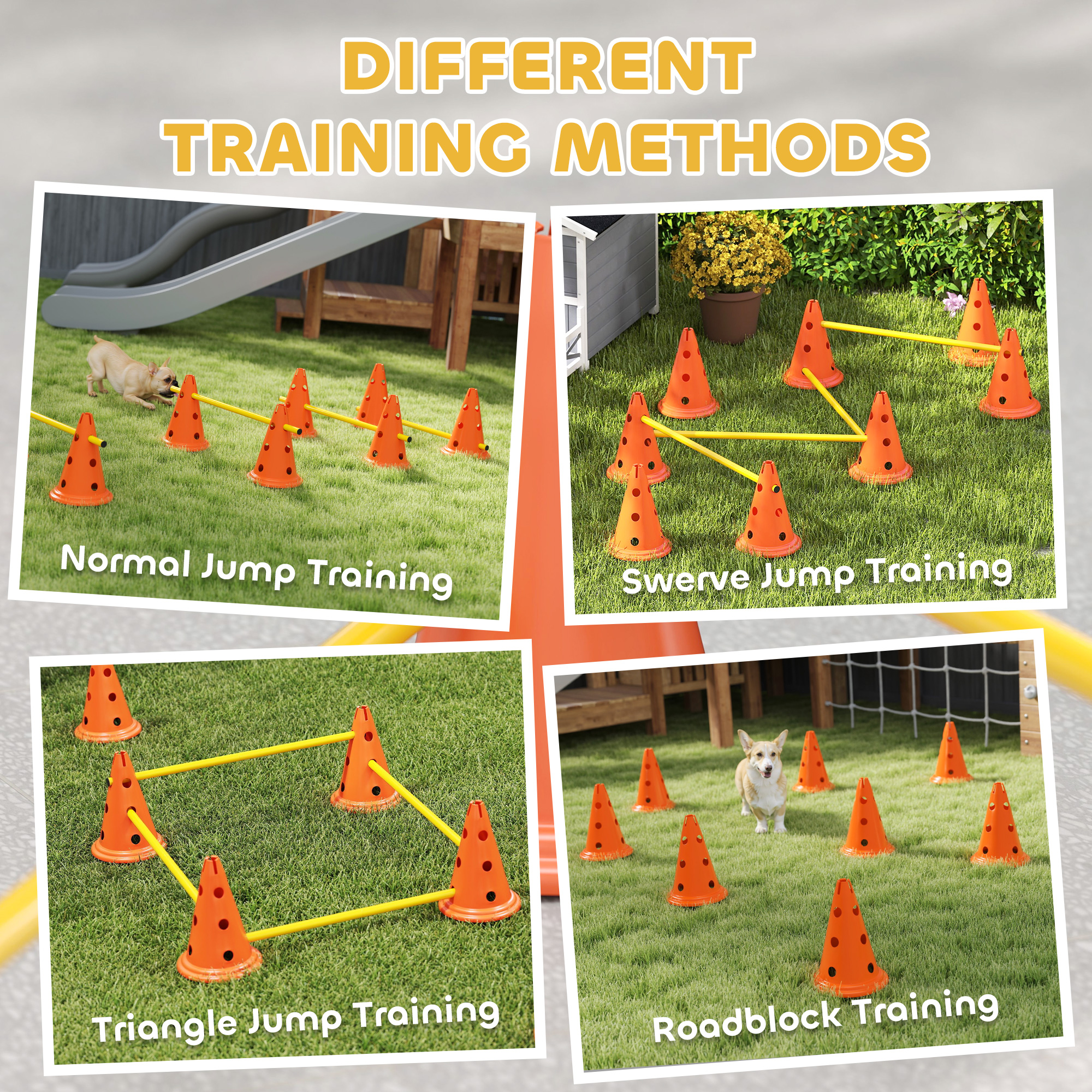 Dog Agility Equipment Set Of Eight Cones,Eight Poles W/ Carry Bag,Four-Piece — image 2