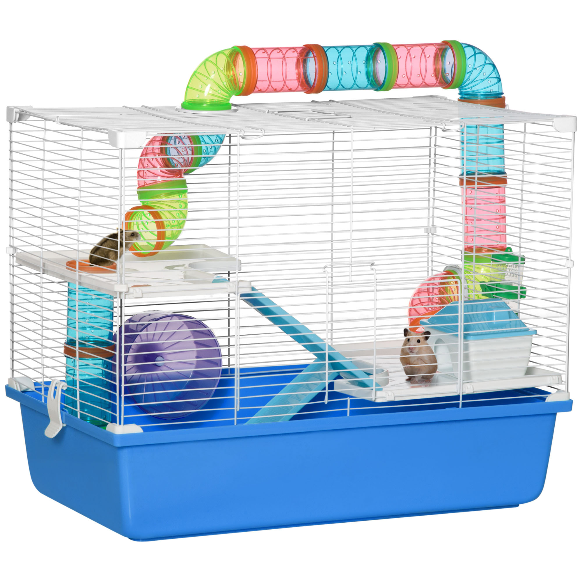 Hamster Cage,Gerbil Cage 3 Tier For Dwarf With Tube,Exercise Wheel,Water