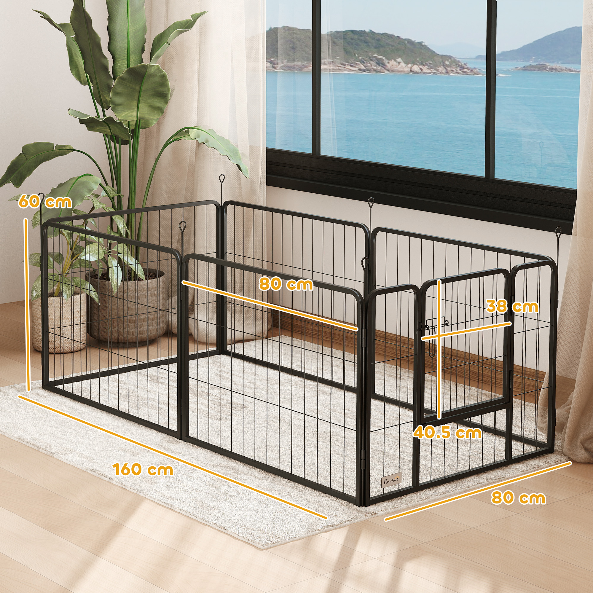 6 Panels Dog Playpen,Portable Detachable Puppy Pen With Door,for Small Dogs,60cm High,Grey detail photo 8
