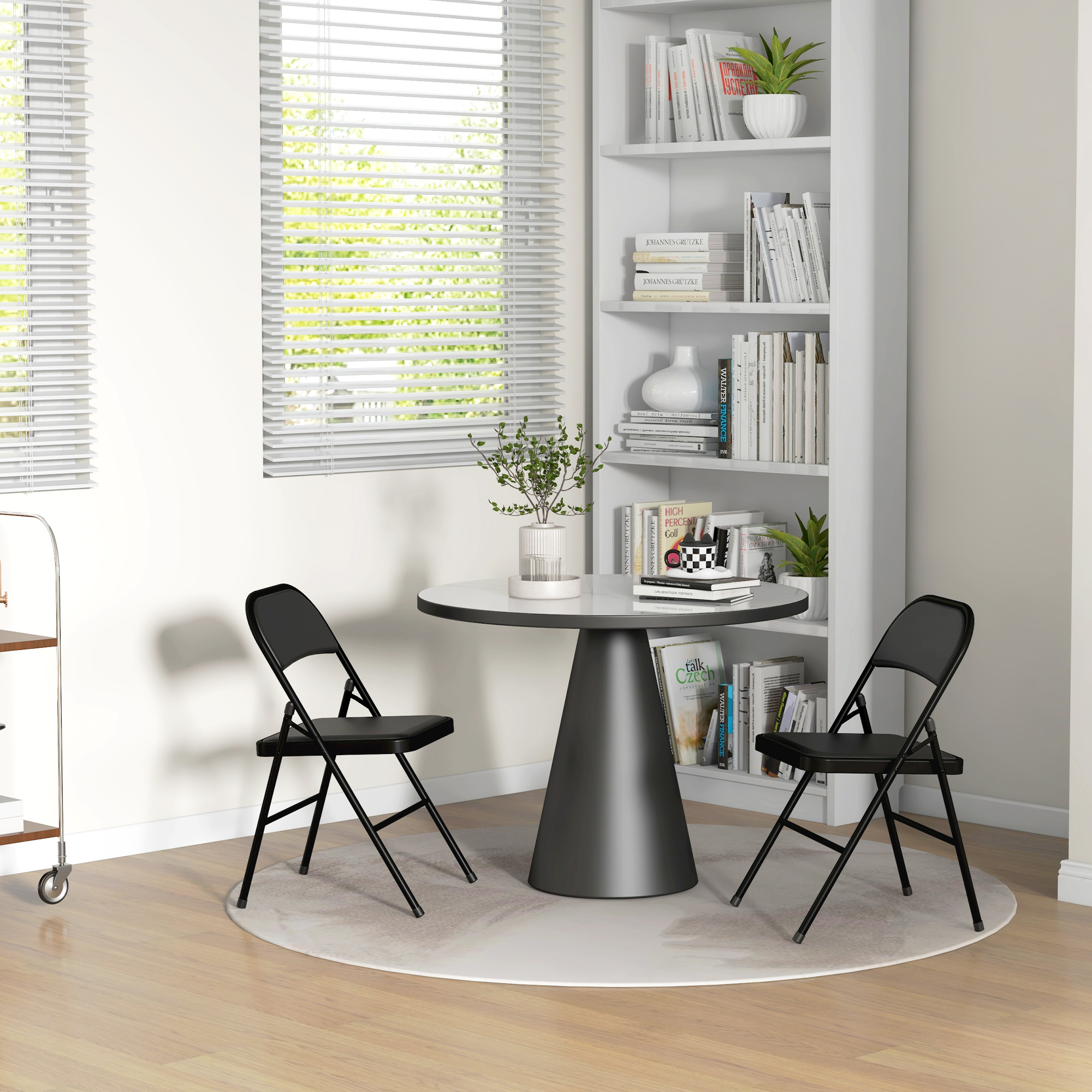 Set Of Two Cushioned Folding Chairs-Black