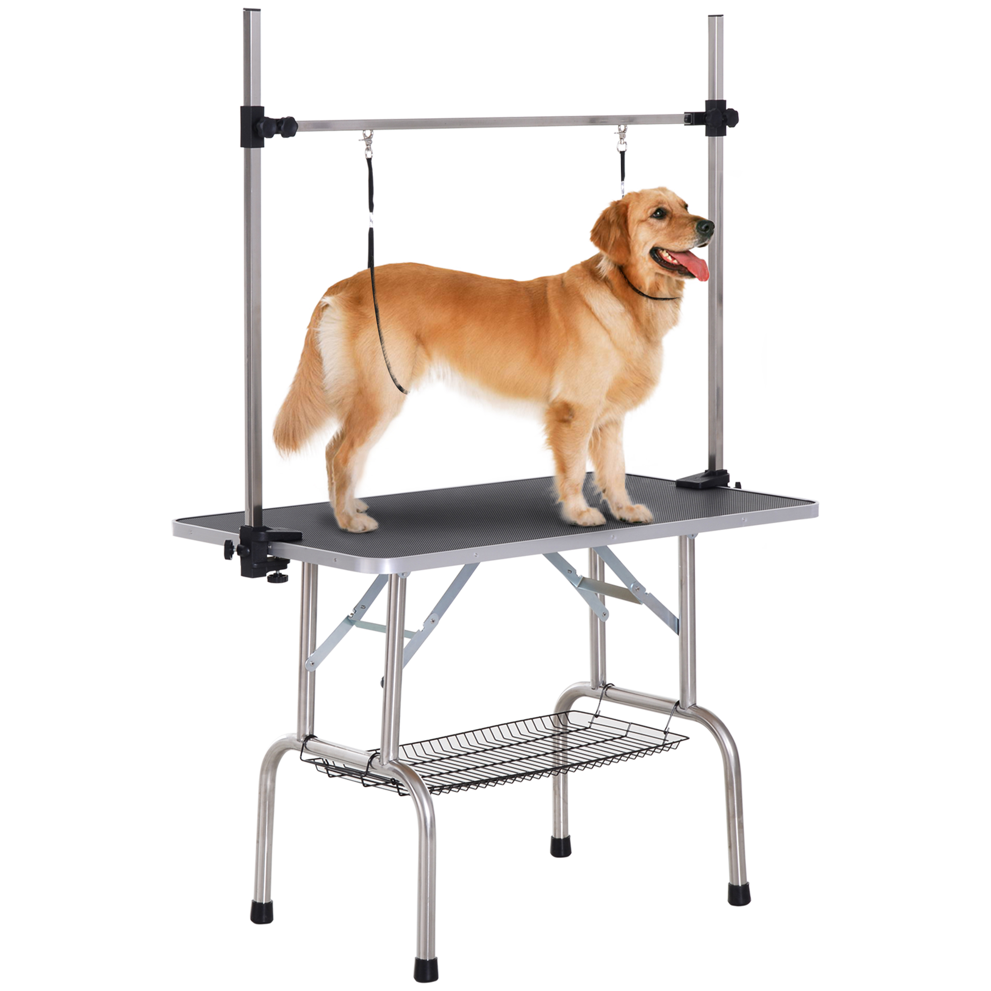 42" Dog Grooming Table,Adjustable Pet Cat Drying Beauty Table With 2 Loops — image 4