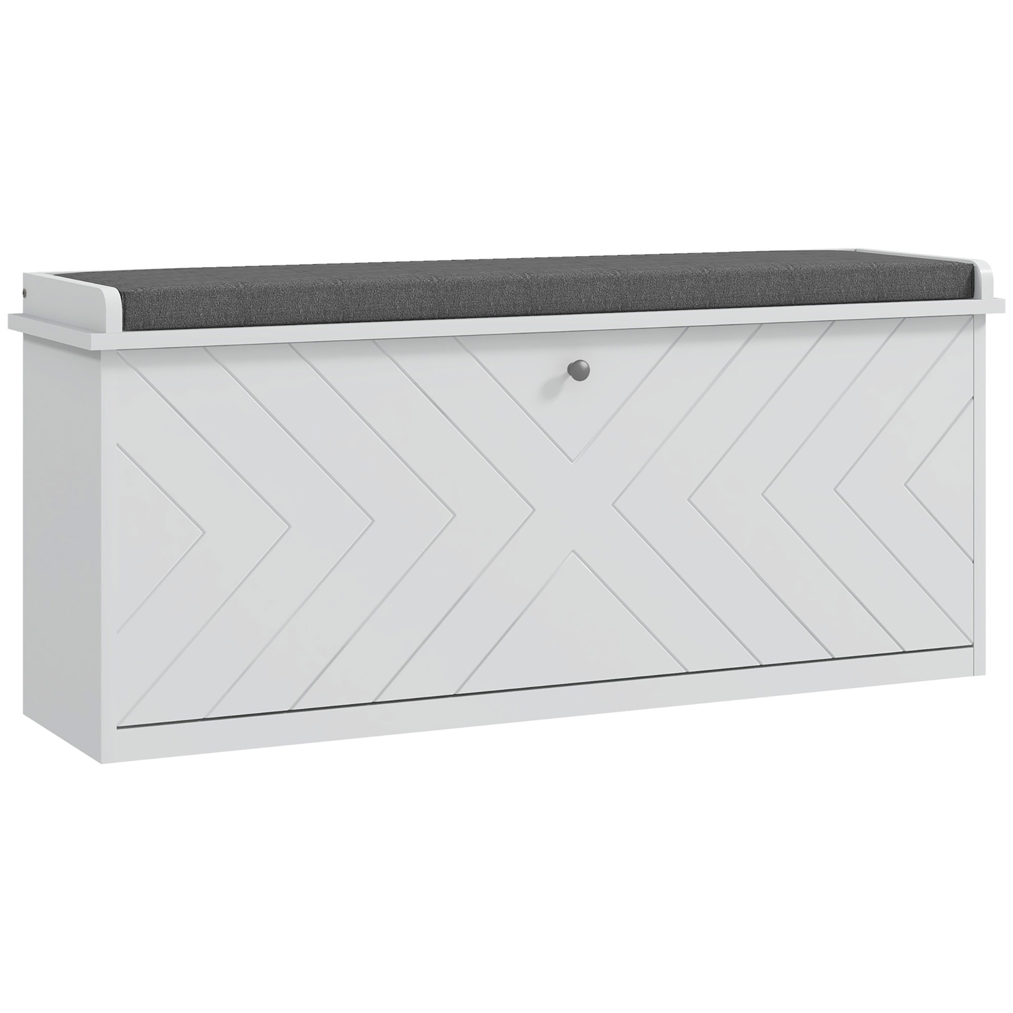 10-Shoe Storage Bench,with Padded Top Seat-White/Grey