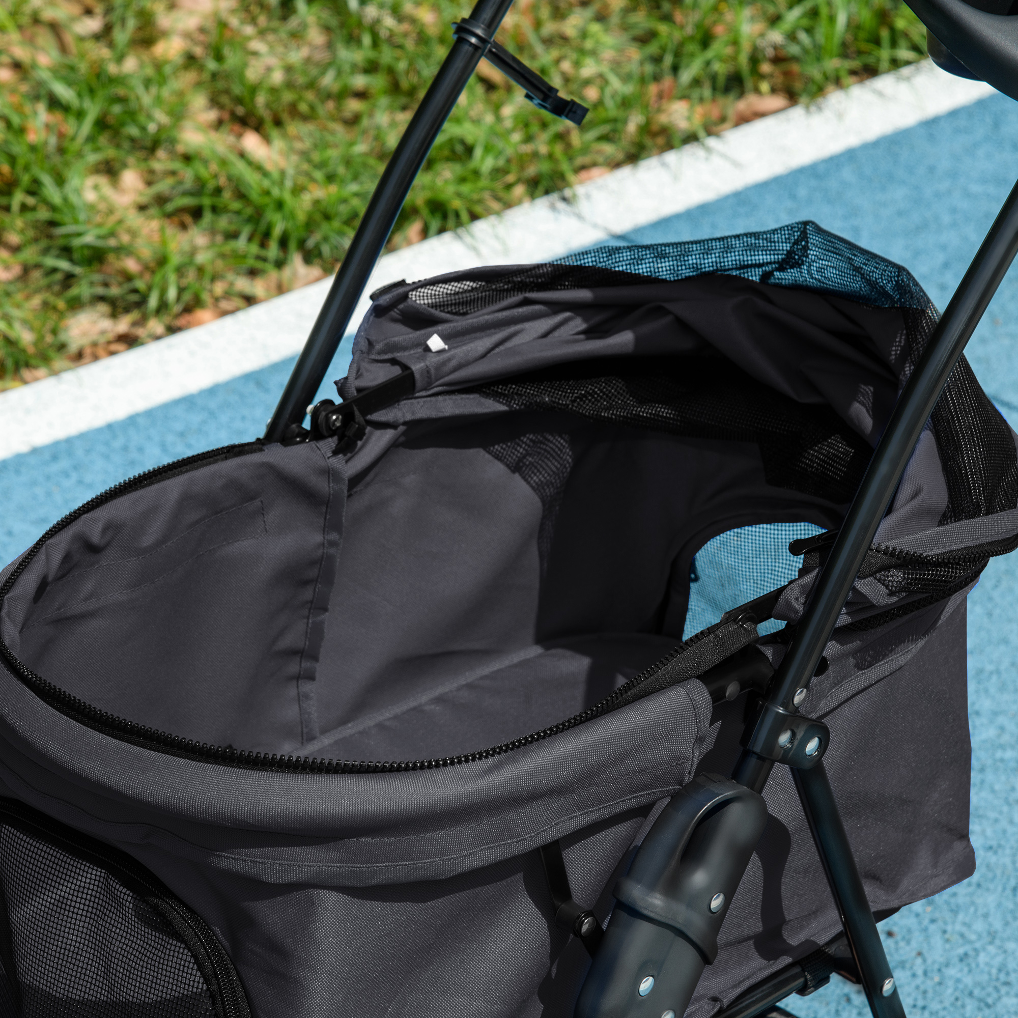 Dog Pram Stroller Foldable Pet Pushchair With 4 Wheels,Safety Leashes,Cup — image 4
