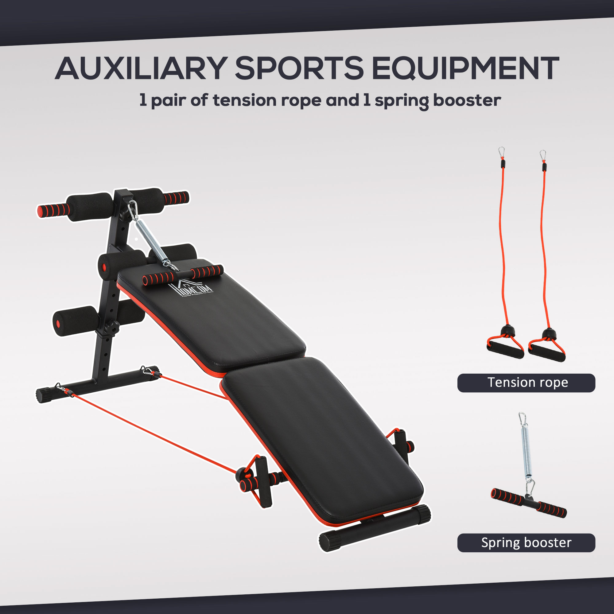 Sit Up Bench Core Workout Adjustable Thigh Support Foldable For Home Gym W/ Arm — image 3