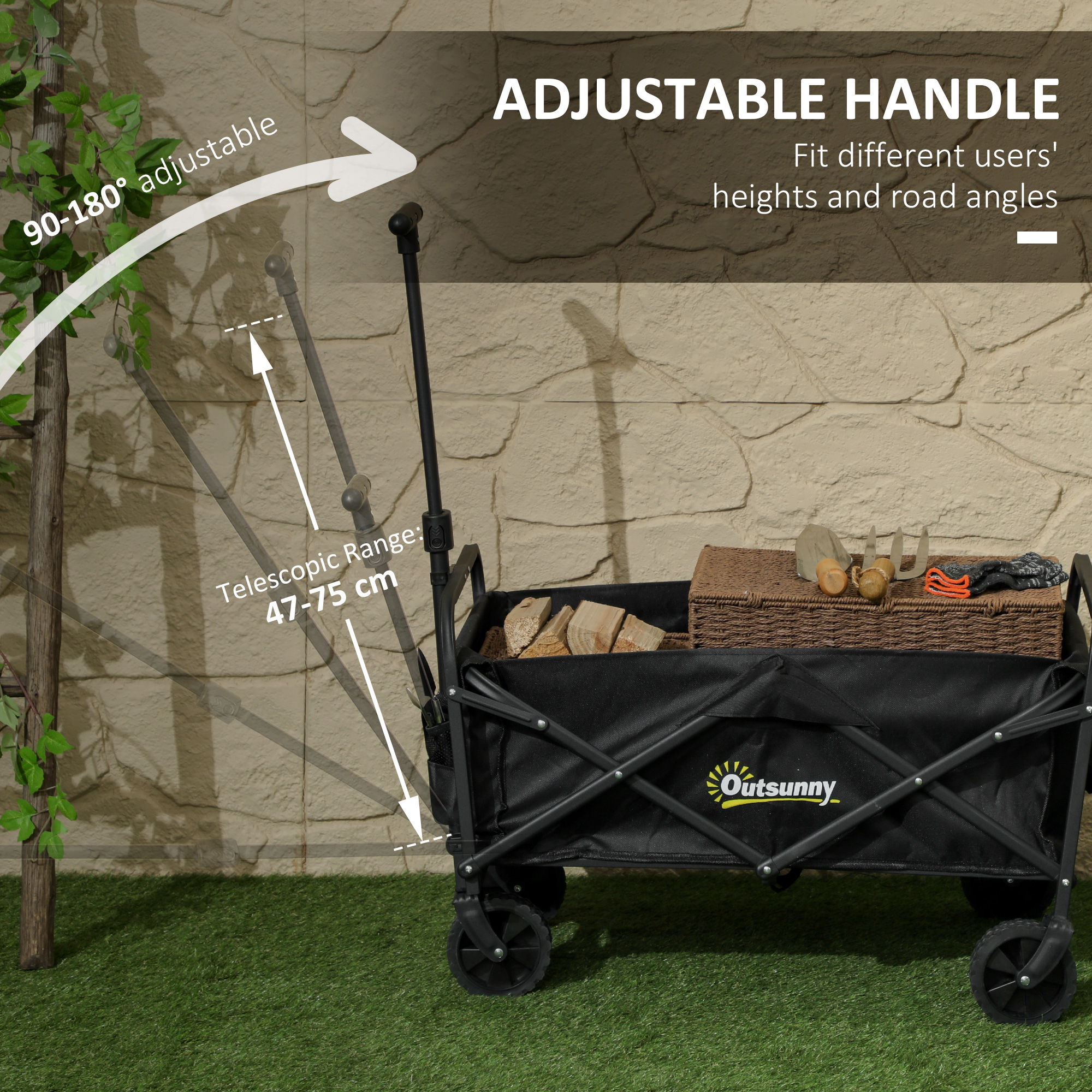 62L Festival Trolley On Wheels,Garden Folding Trolley