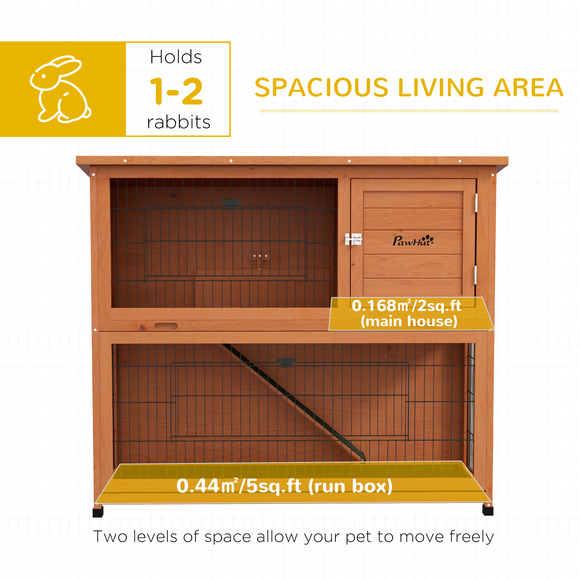 Two-Tier Antiseptic Wood Rabbit Hutch,102cm Guinea Pig