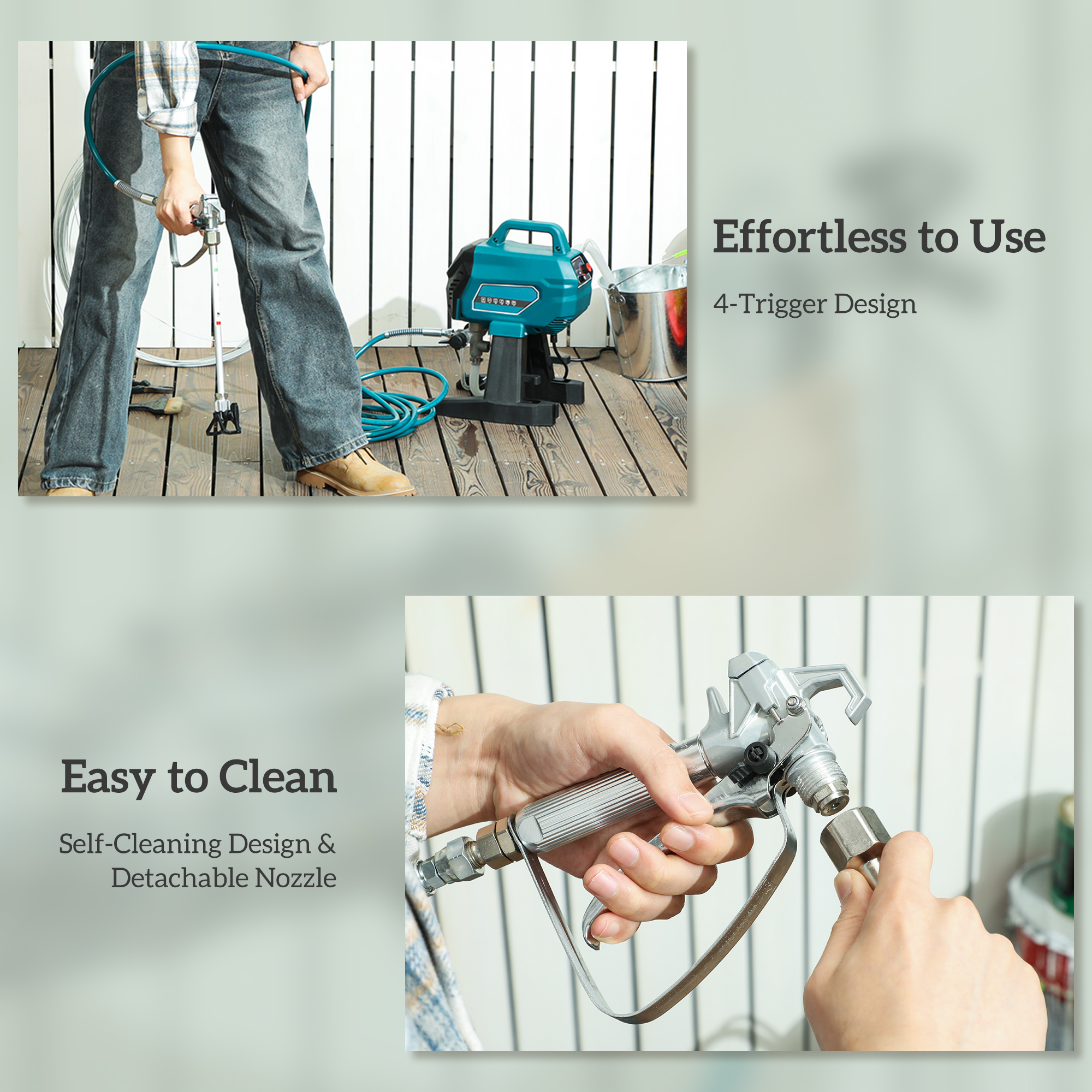 Airless Paint Sprayer,Thinning-Free Electric Spray Gun For Walls,Fences & DIY — image 3
