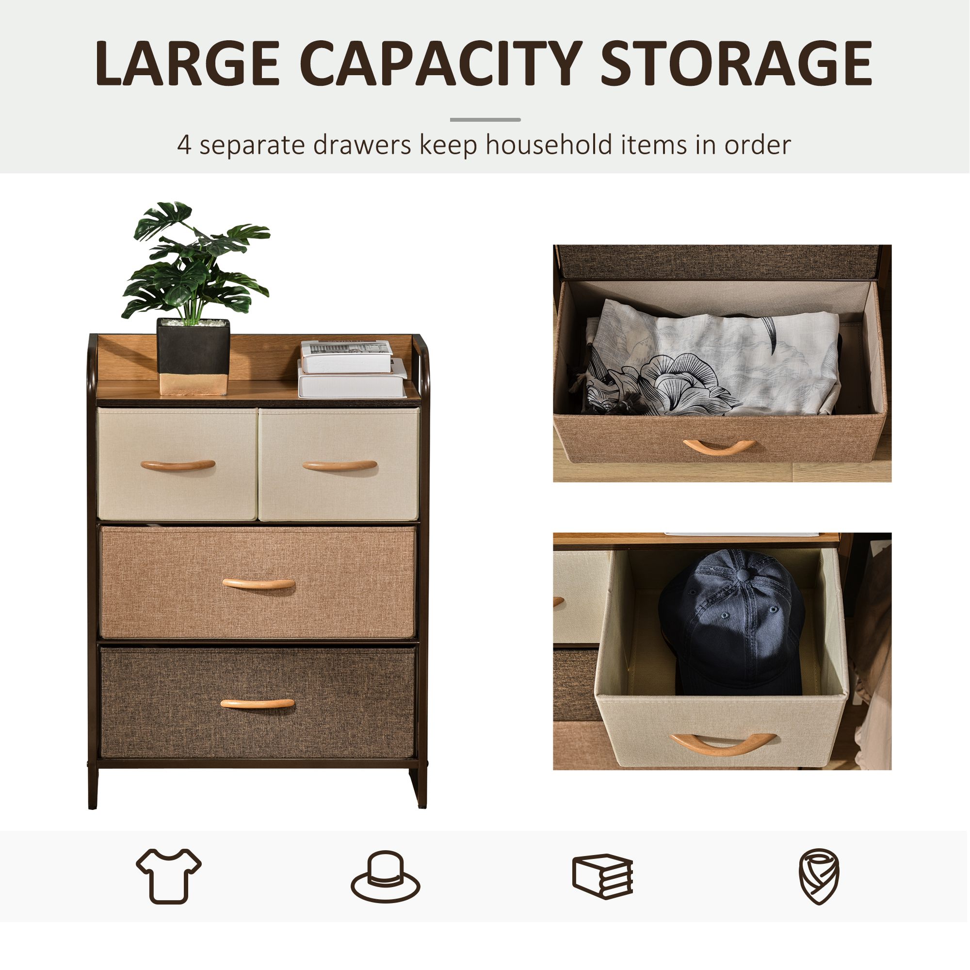 4-Drawer Dresser,3-Tier Storage Organizer,Tower Unit For Bedroom Hallway — image 5